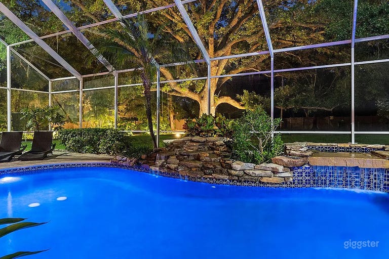  Tropical Screened Pool Estate w Waterfall Spa & Lush Grounds 