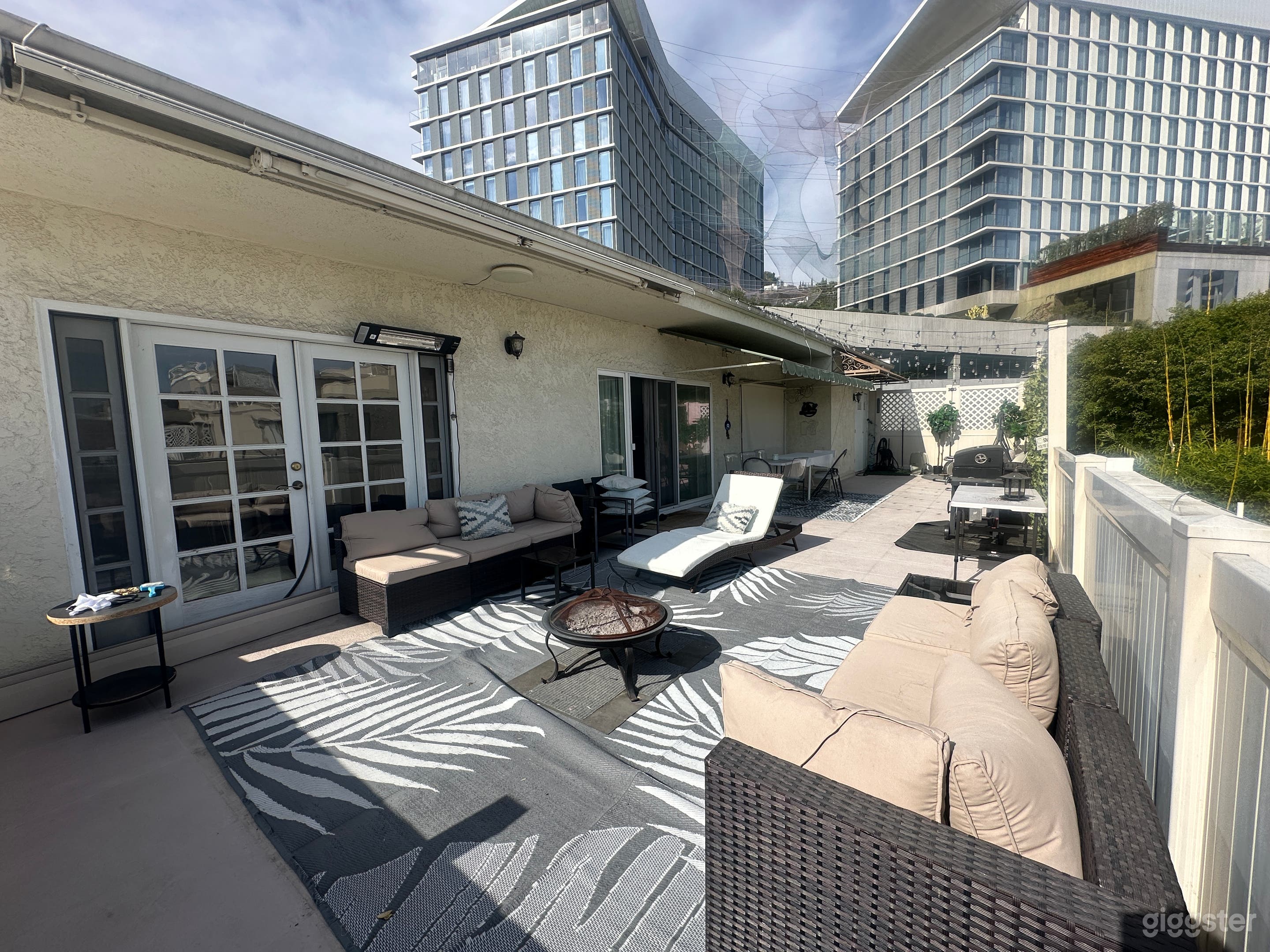 700-sq-ft private rooftop terrace with panoramic city views — spacious, open, and easy to stage for any production.