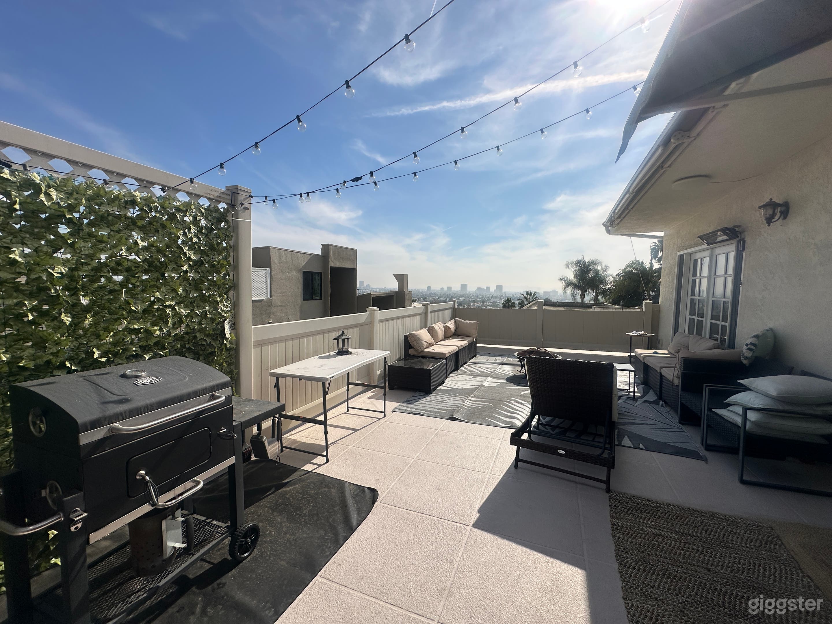 700-sq-ft private rooftop terrace with panoramic city views — spacious, open, and easy to stage for any production.