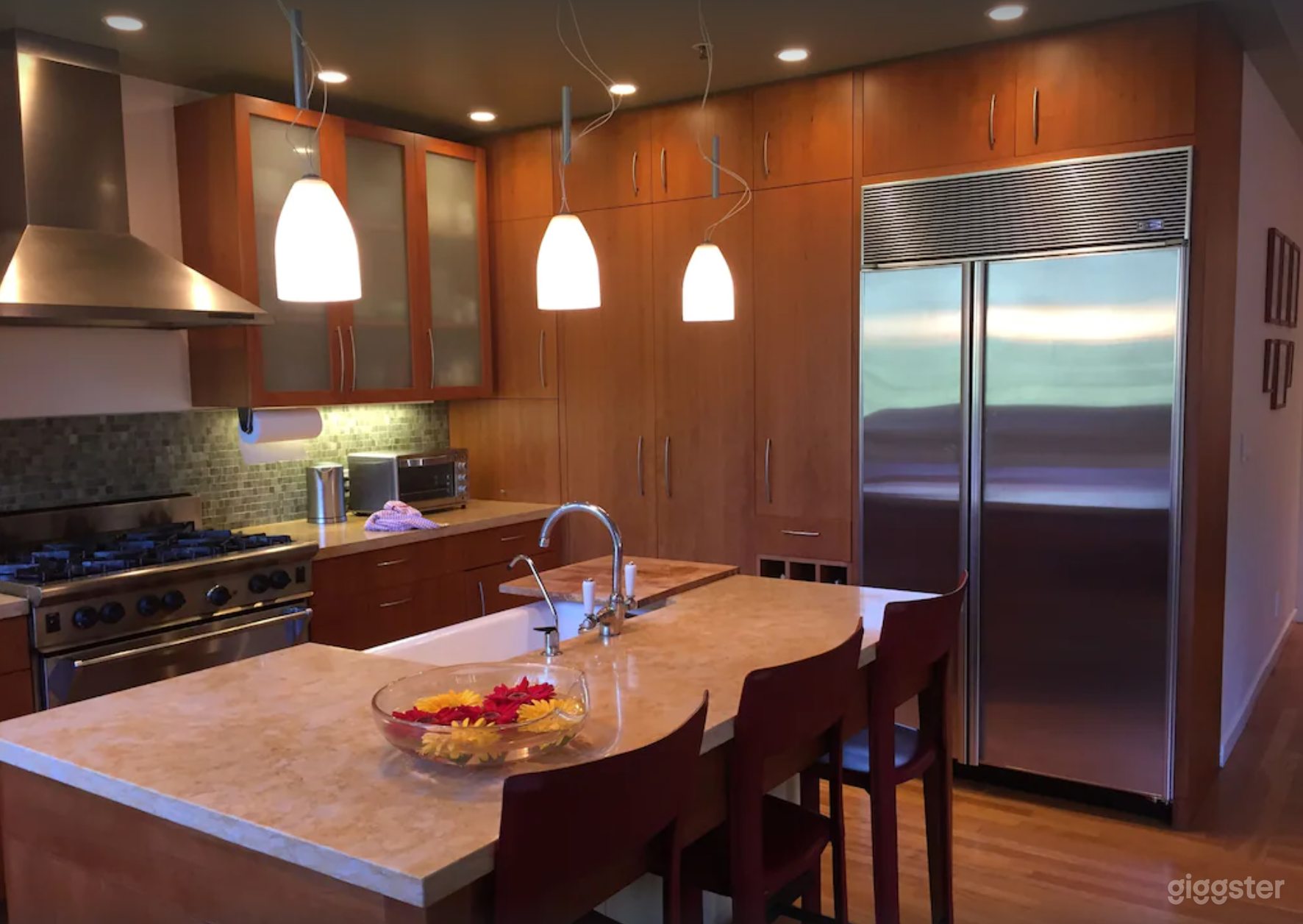 Kitchen with Wolf Stove, Sub-Zero Refrigerator and Bosch Dishwasher 