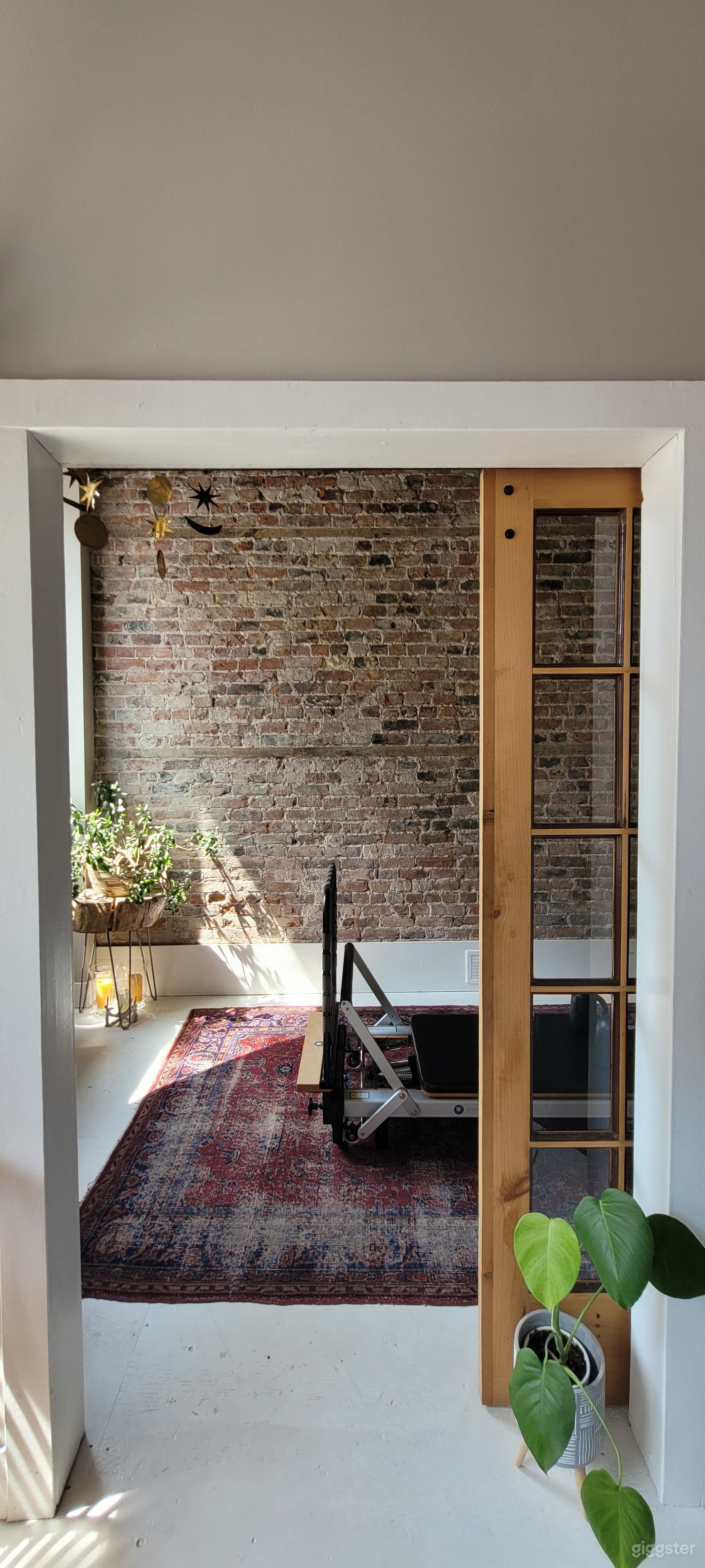 Sliding French doors in small studio