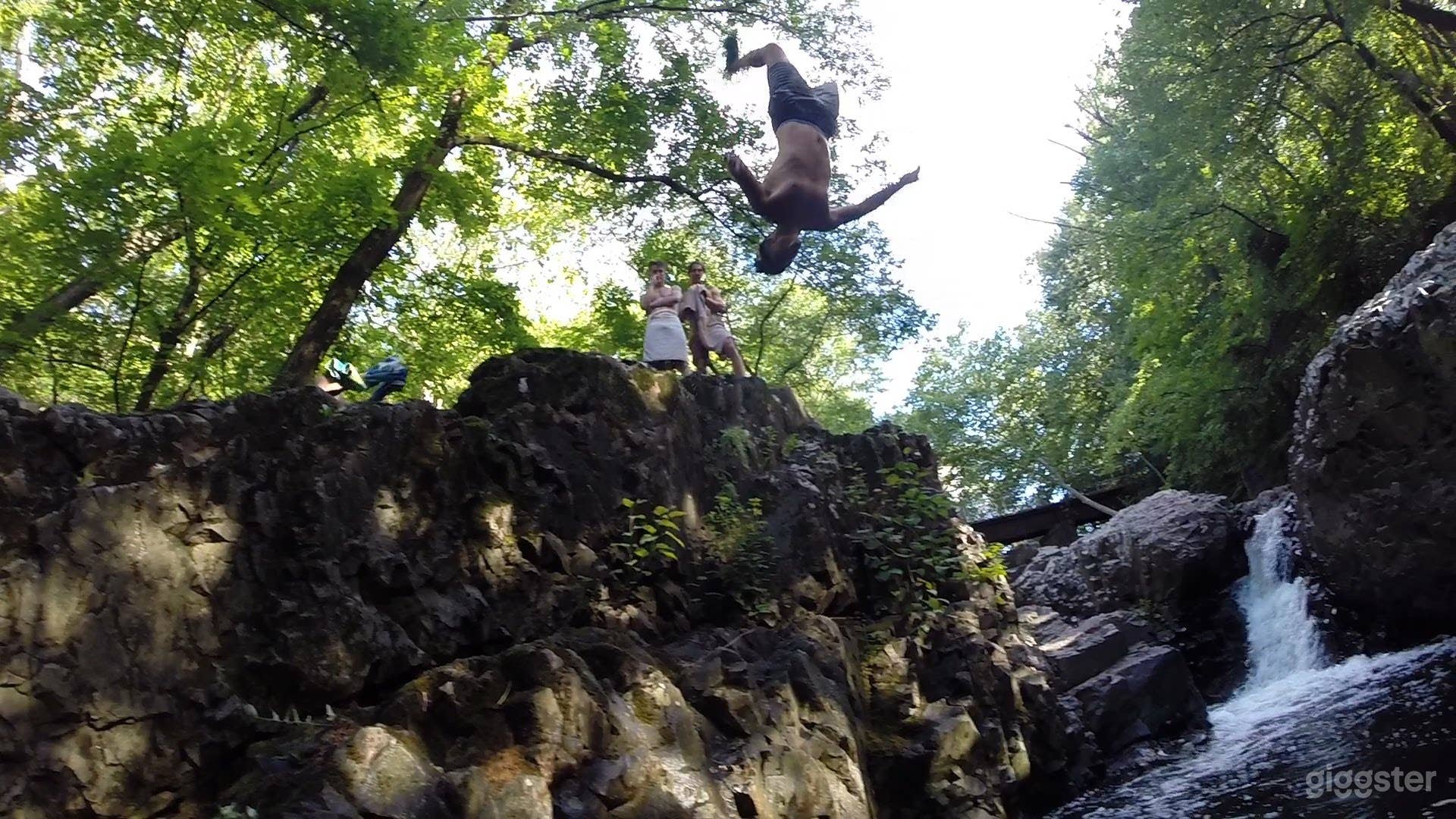 Cliff jumping waterfall 