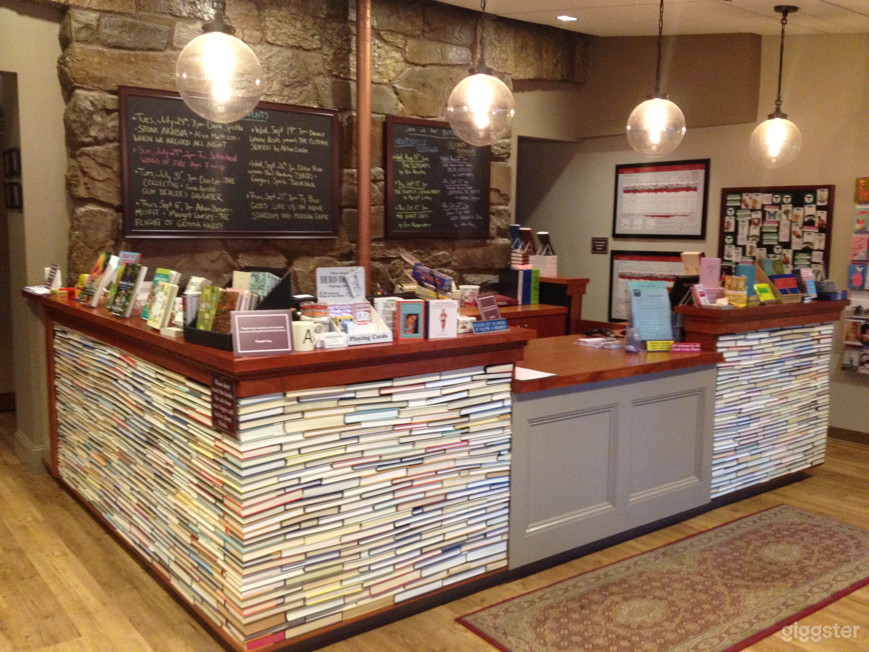 front counter made of books