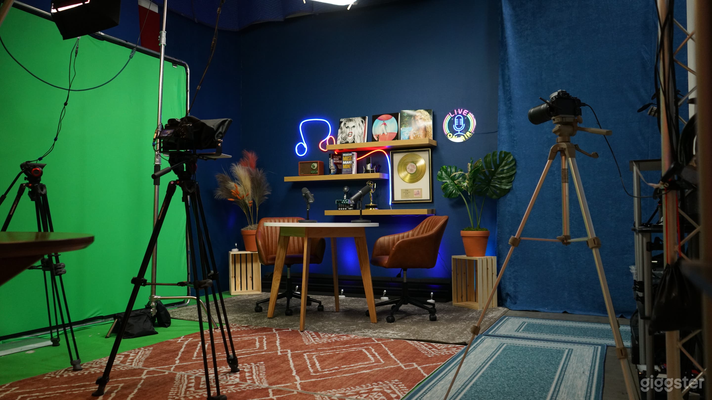 Our music-themed set features 4 cameras, dynamic lighting, adjustable shelving, and a plethora of records to choose from.