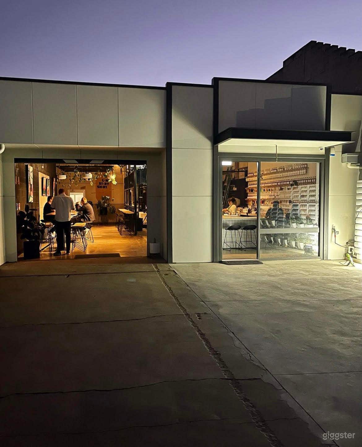 Front of venue at dusk