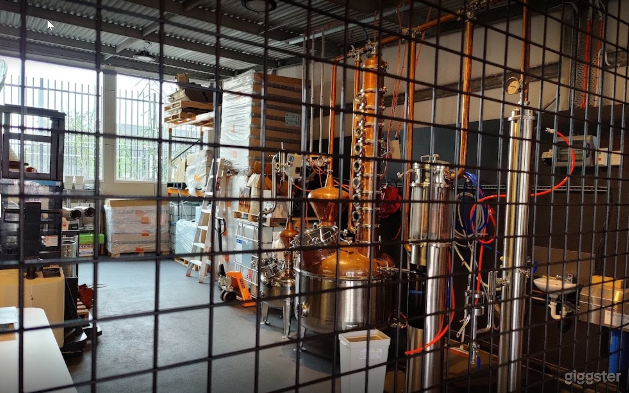 View of distillery cage