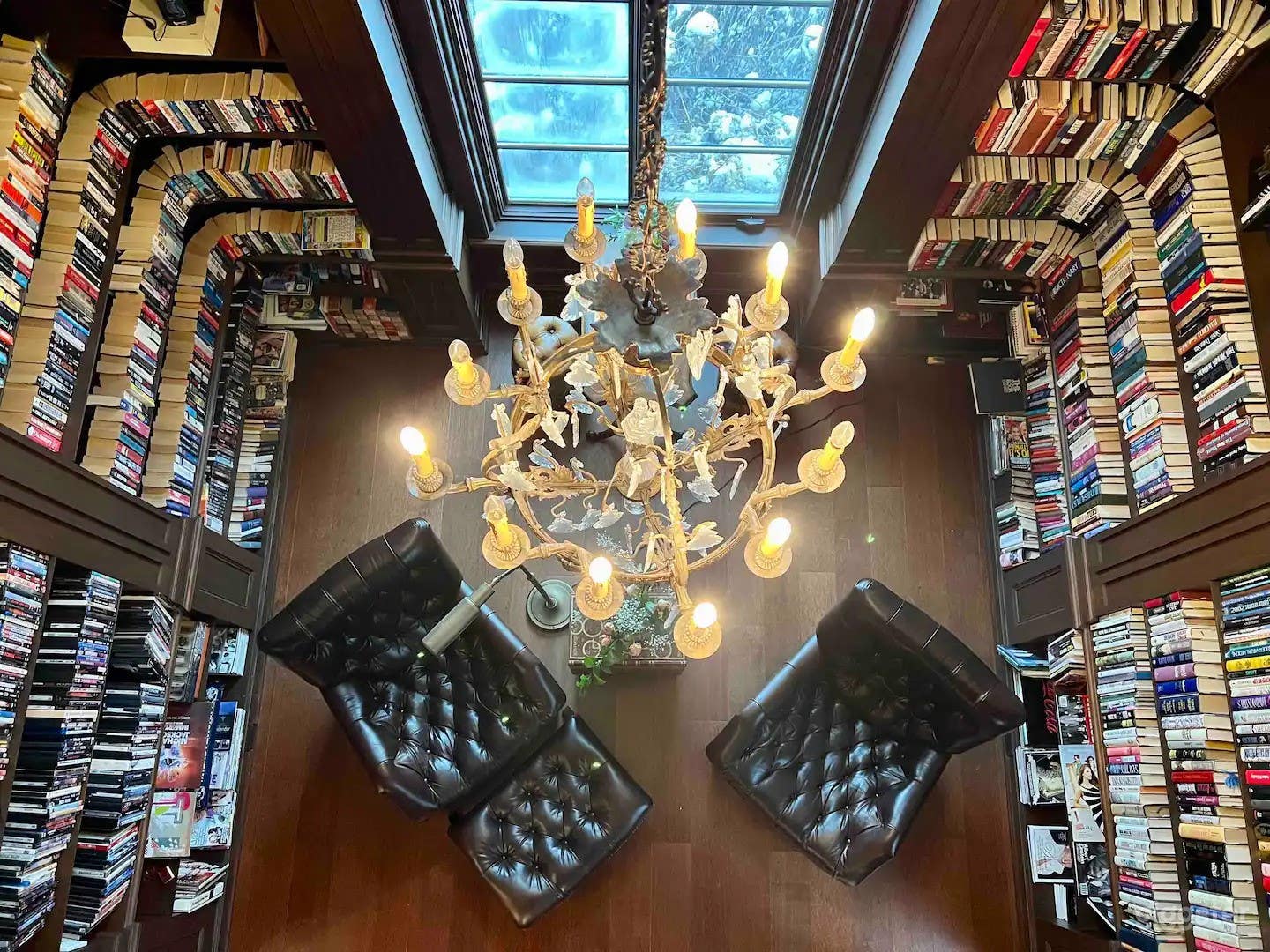 Library, spiral staircase view birdseye
