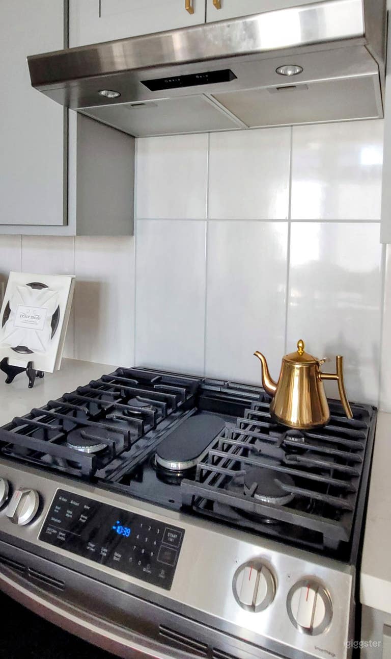  5 burner gas range and vent hood 