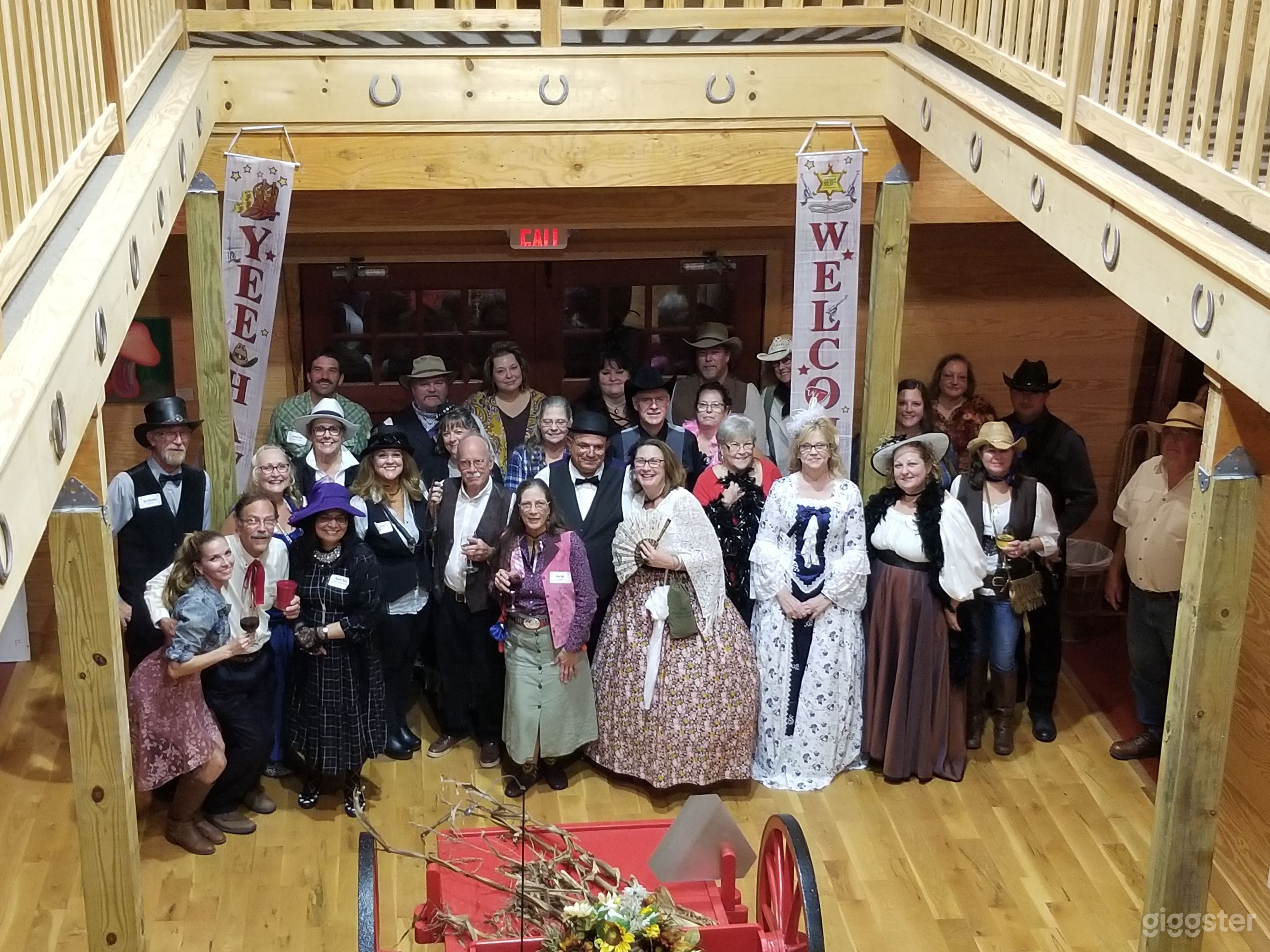 "Murder at the Deadwood Saloon". All the players inside the winery after the murder was solved!