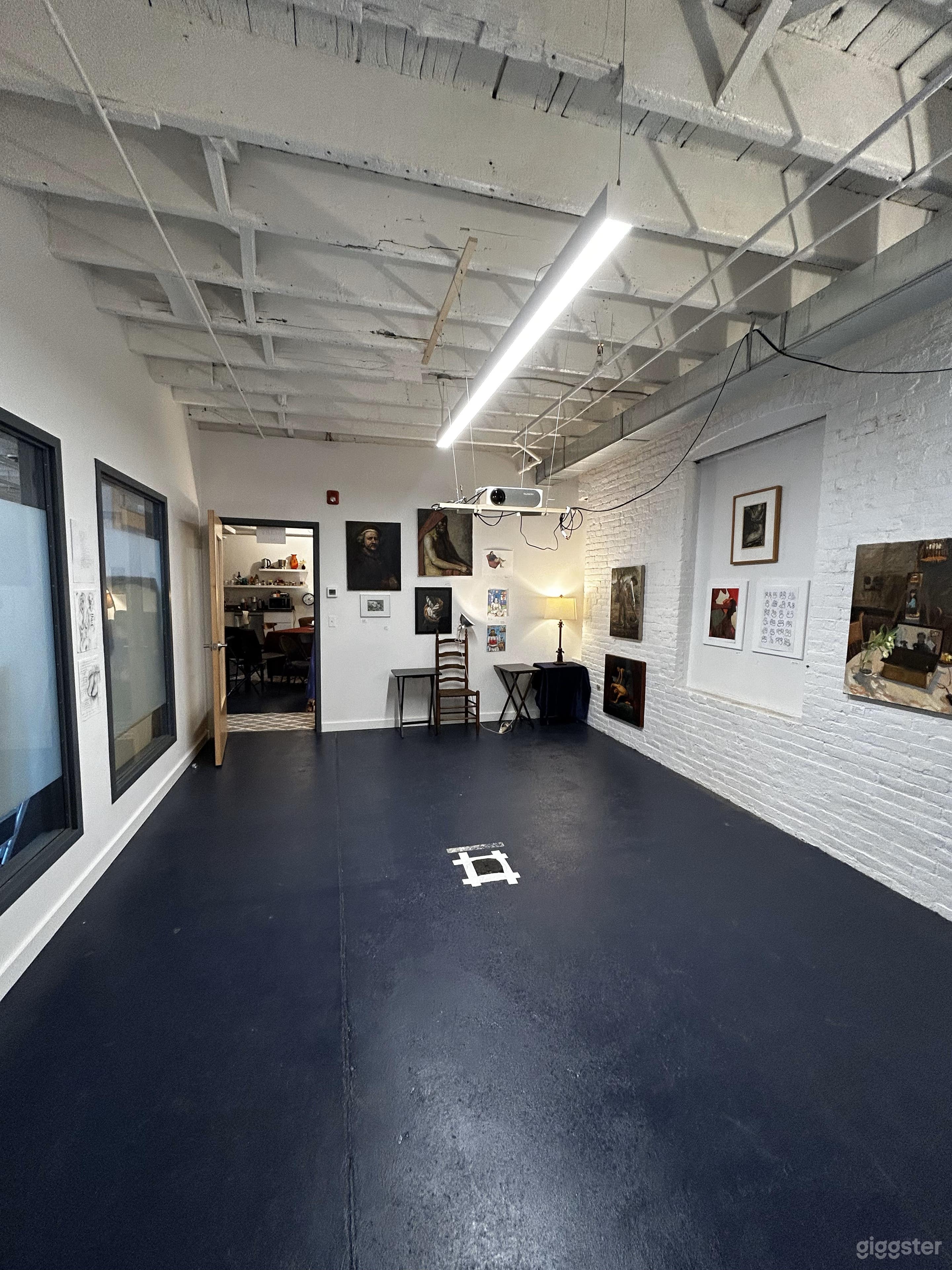 All furniture and art can be removed from the room for an open and airy vibe. 