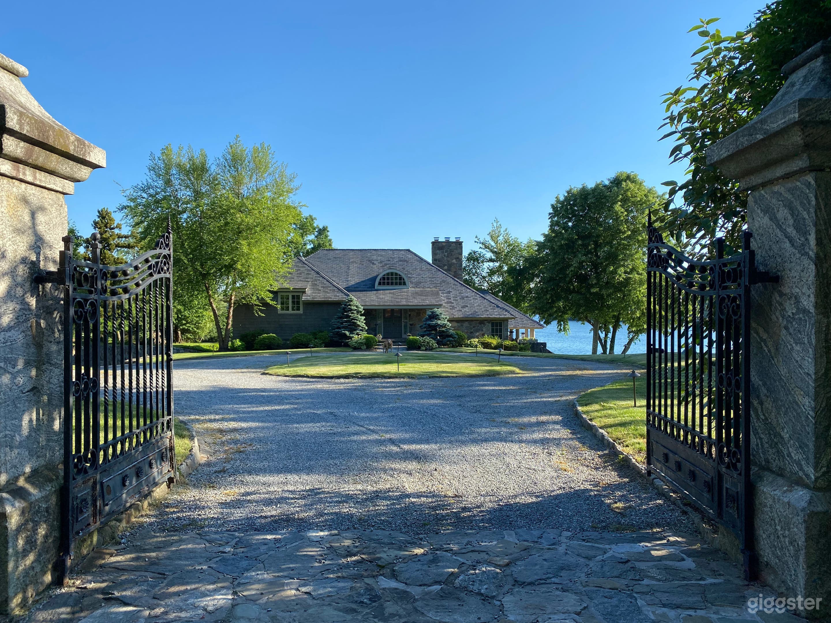 Stone Pillared and Iron Gated Circular Driveway