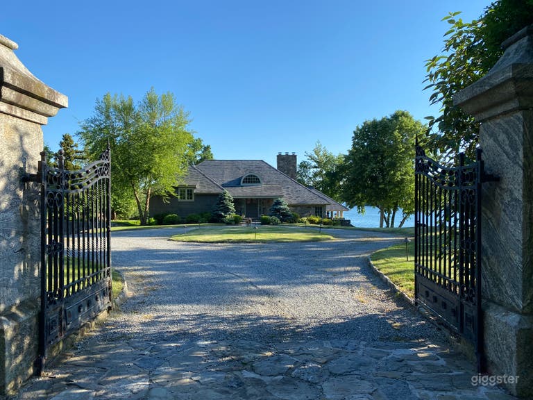  Stone Pillared and Iron Gated Circular Driveway 