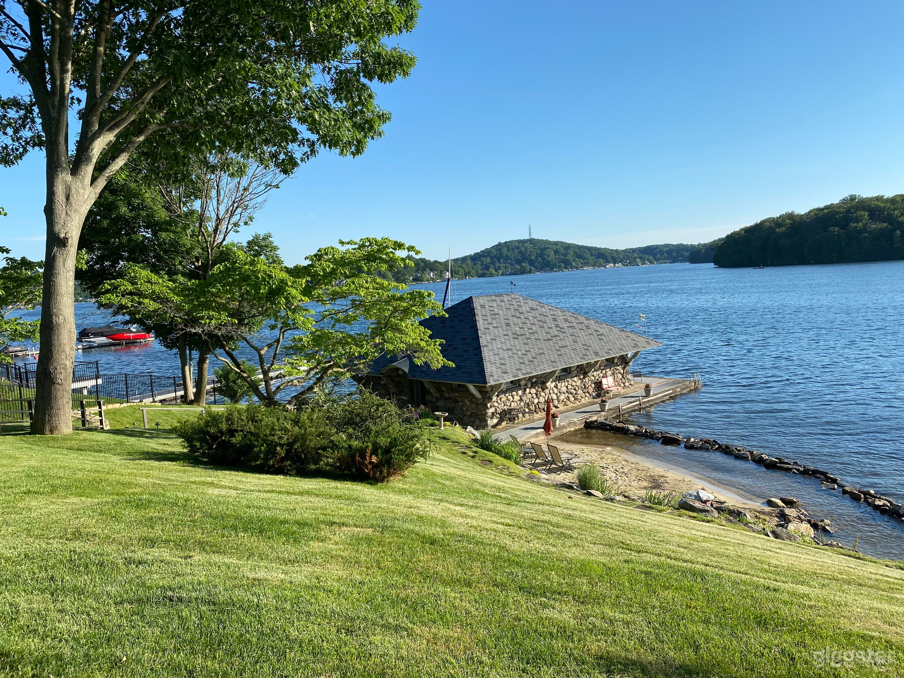 View of Lake and 100+ Yr Old Stone Boat House