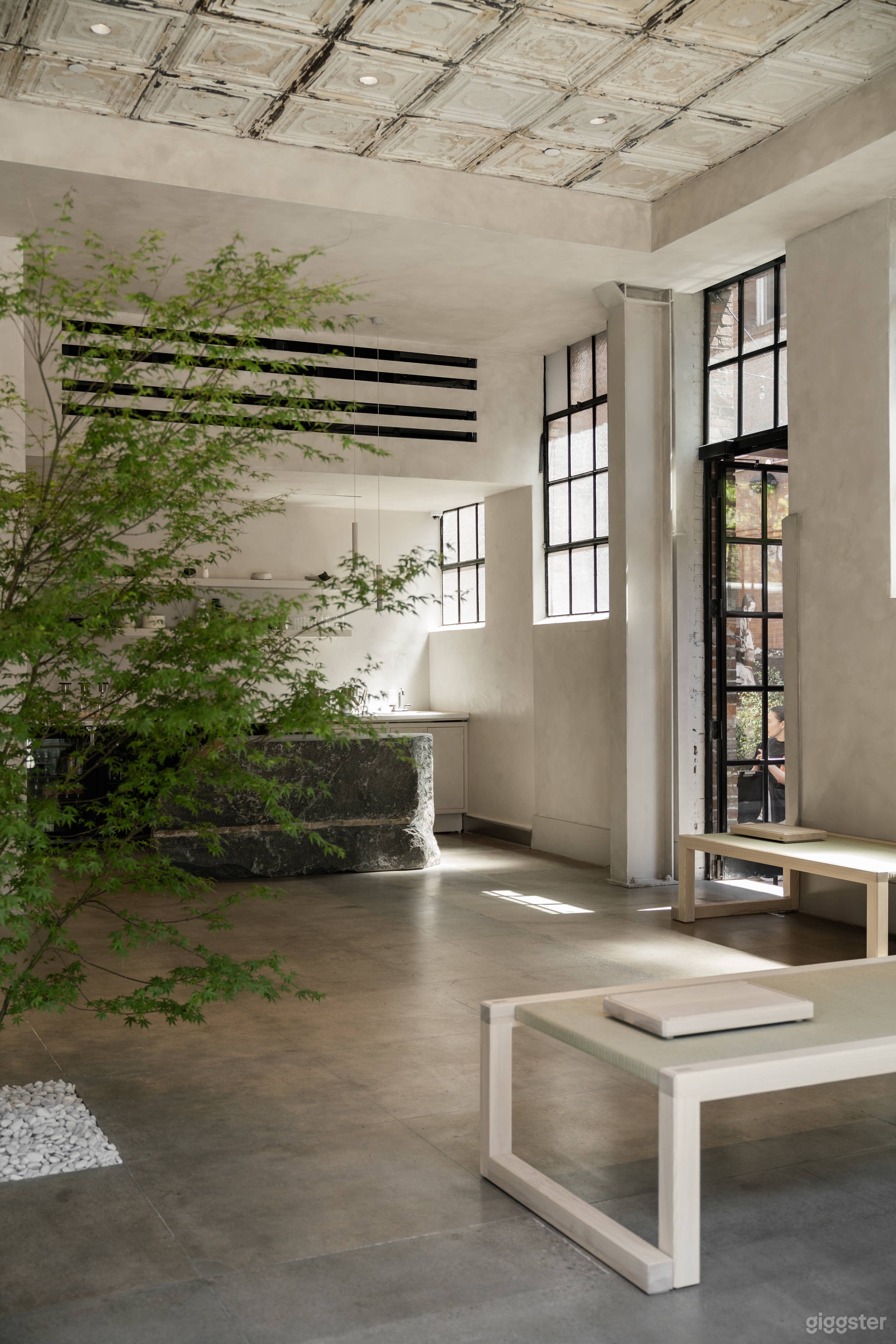 Minimal Brutalist Lobby Cafe Photo 3