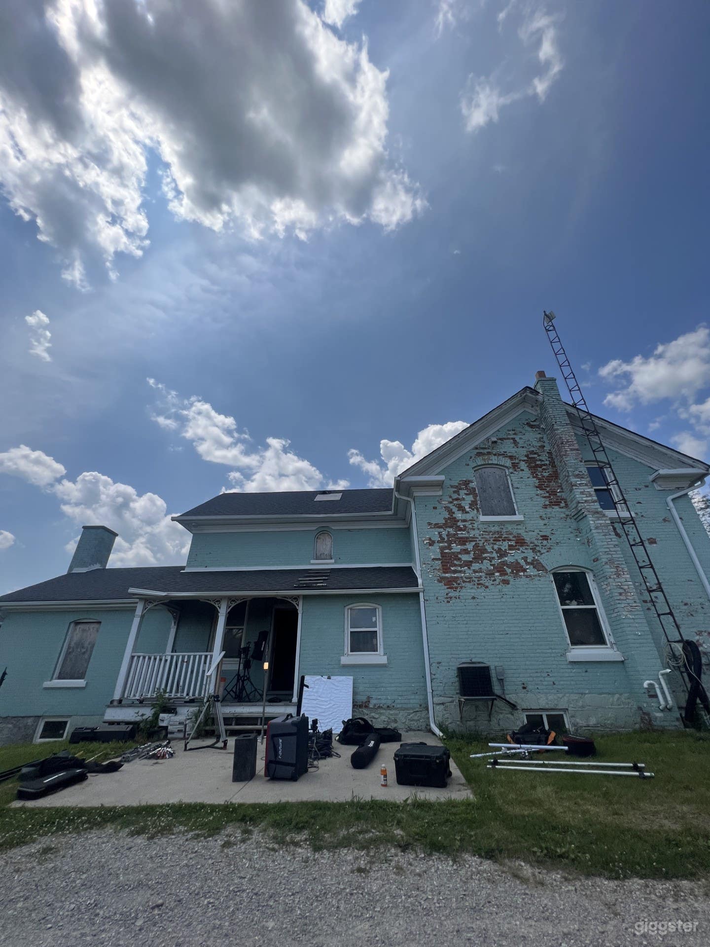 Side has  old wooden porch