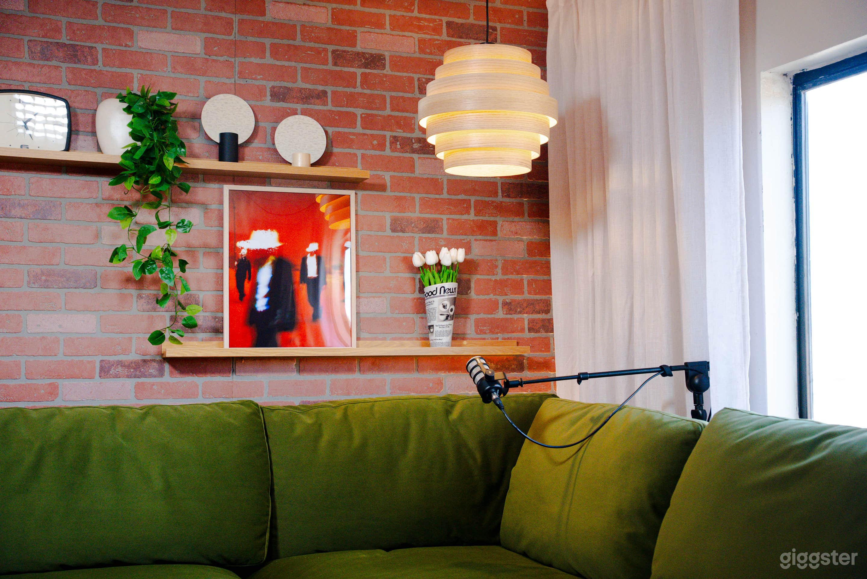 Pre-Lit Cozy Podcast Recording Studio / Video + Audio Photo 4