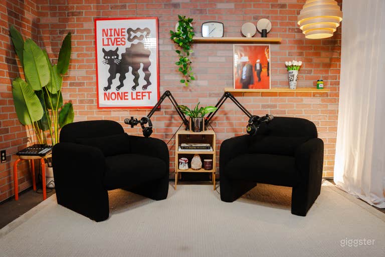  Studio d'Enregistrement de Podcast Confortable Pré-éclairé / Vidéo + Audio 