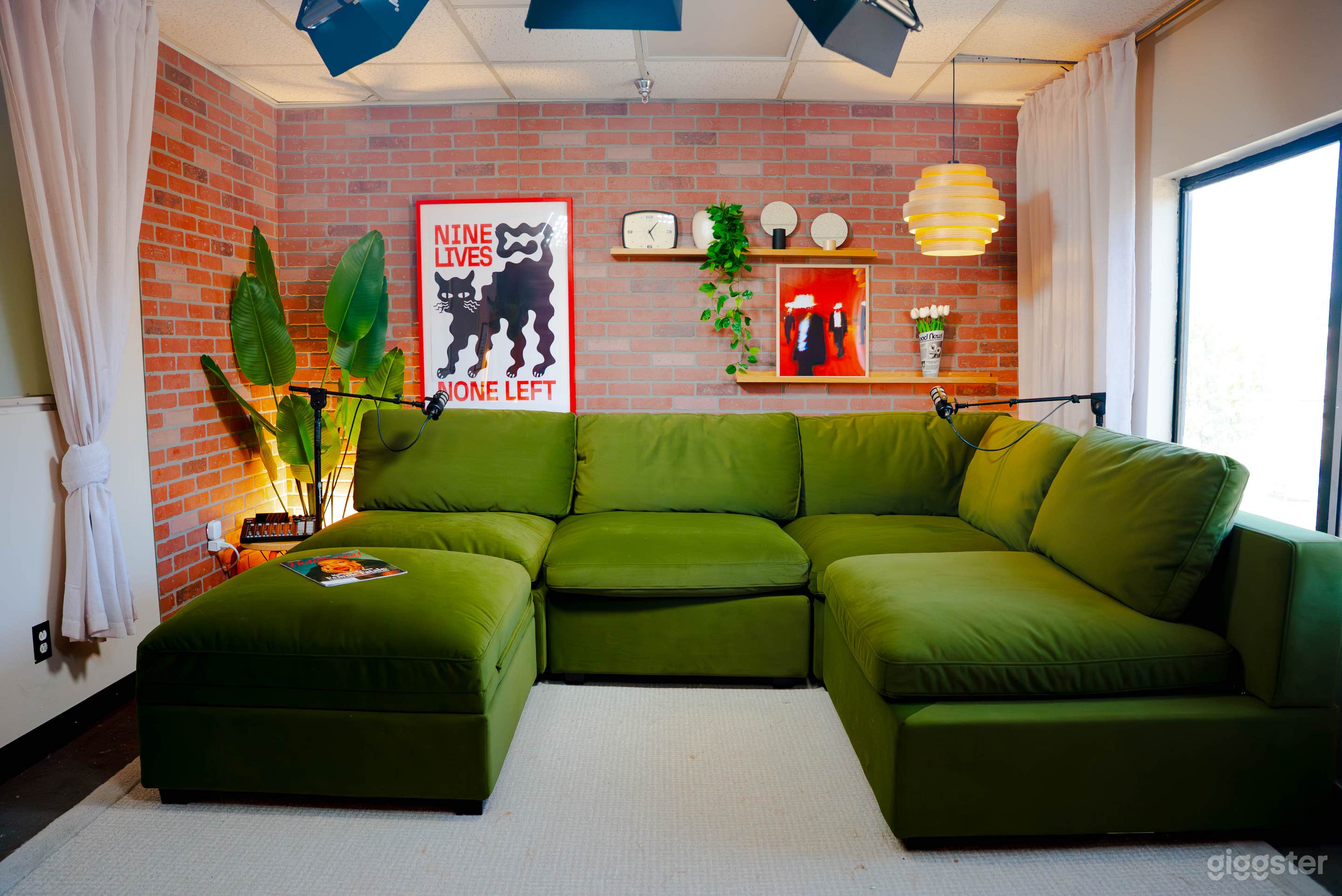 Pre-Lit Cozy Podcast Recording Studio / Video + Audio Photo 1