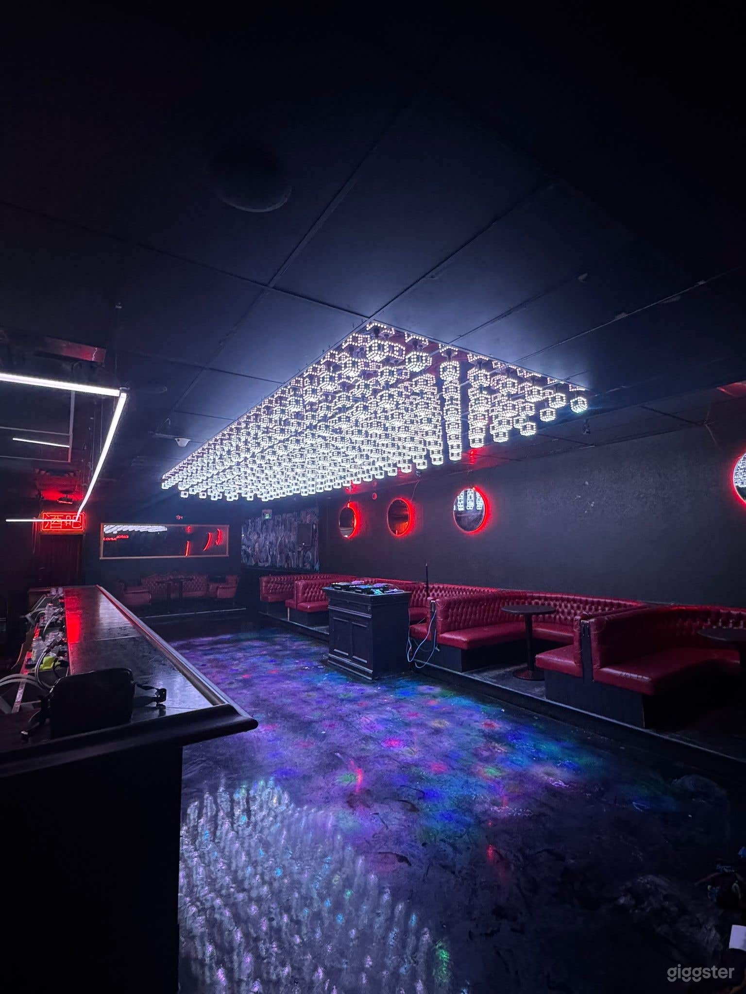 Sleek Nightclub Ambiance With Immersive Light Grid Photo 2