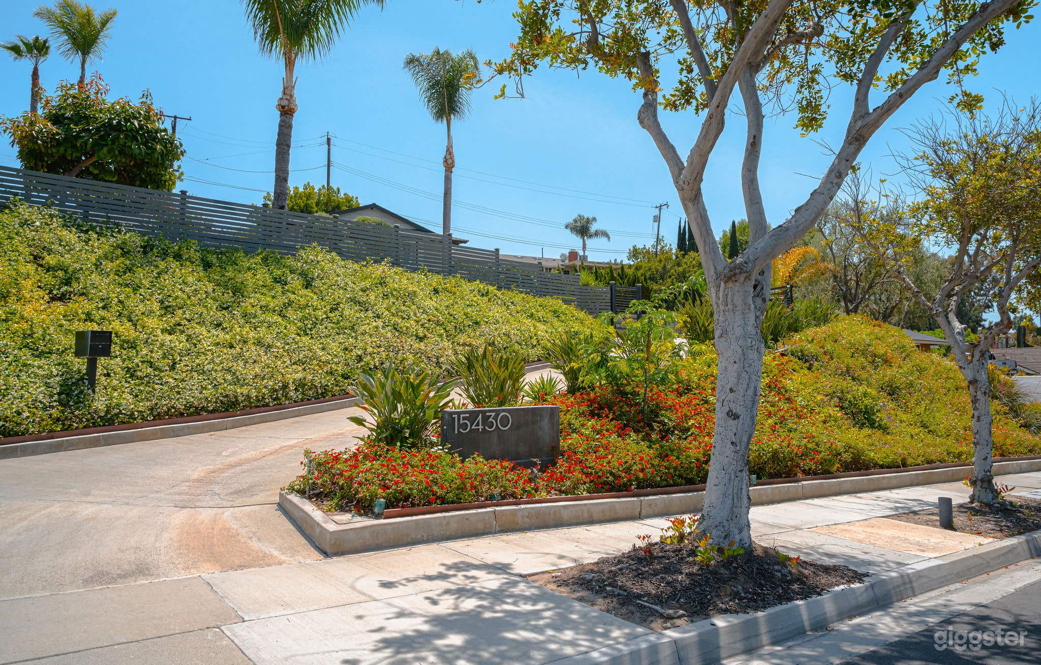 Driveway up to the gated property