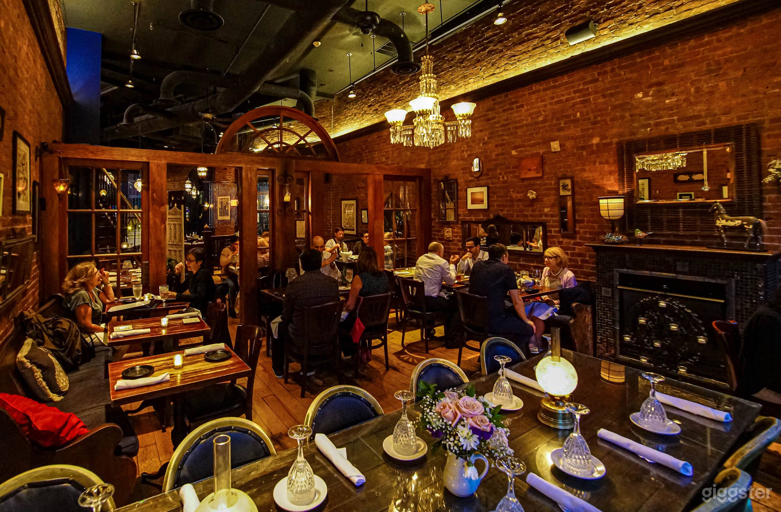 View of dining room from front of room.