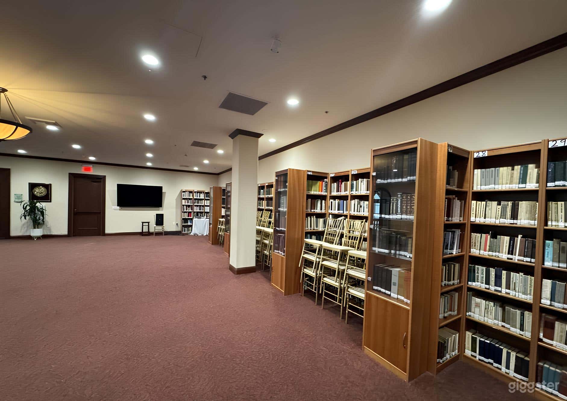 Cozy Carpeted Library for Productions Photo 3
