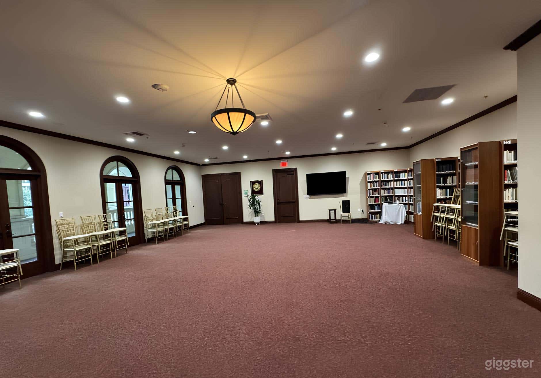 Cozy Carpeted Library for Productions Photo 2