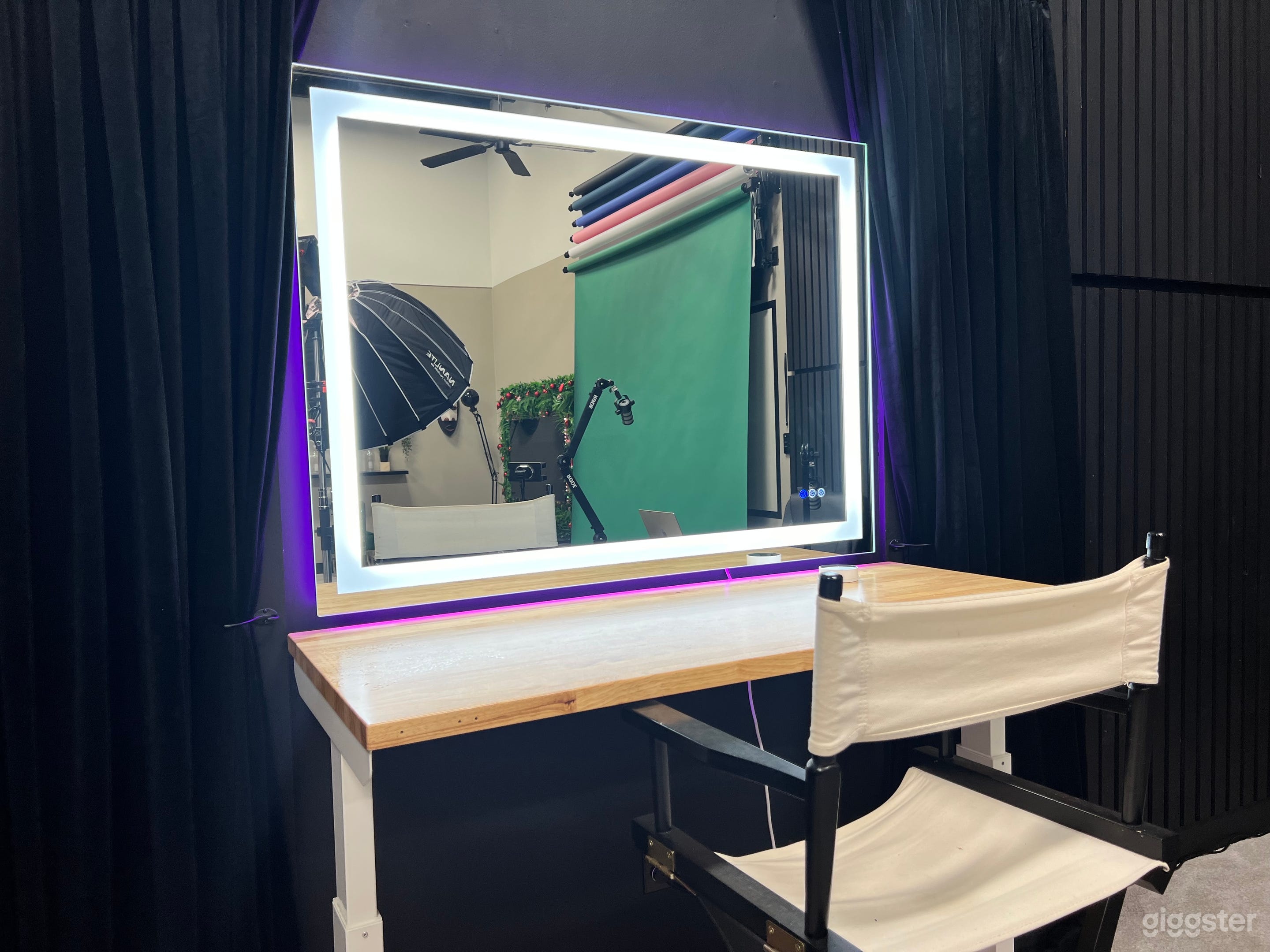 Large makeup vanity with led mirror
