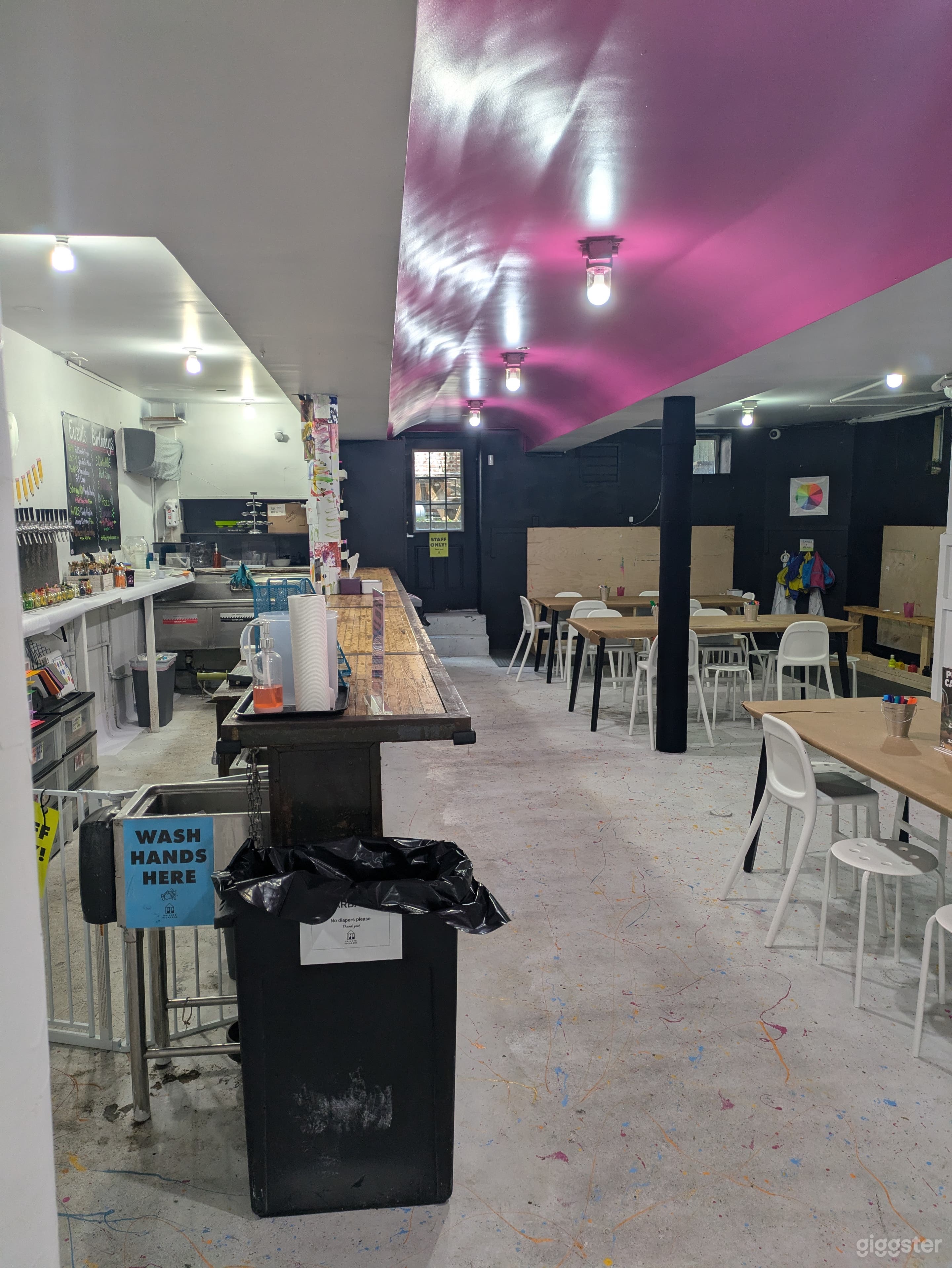 View of the back of our Studio including the bar area. 