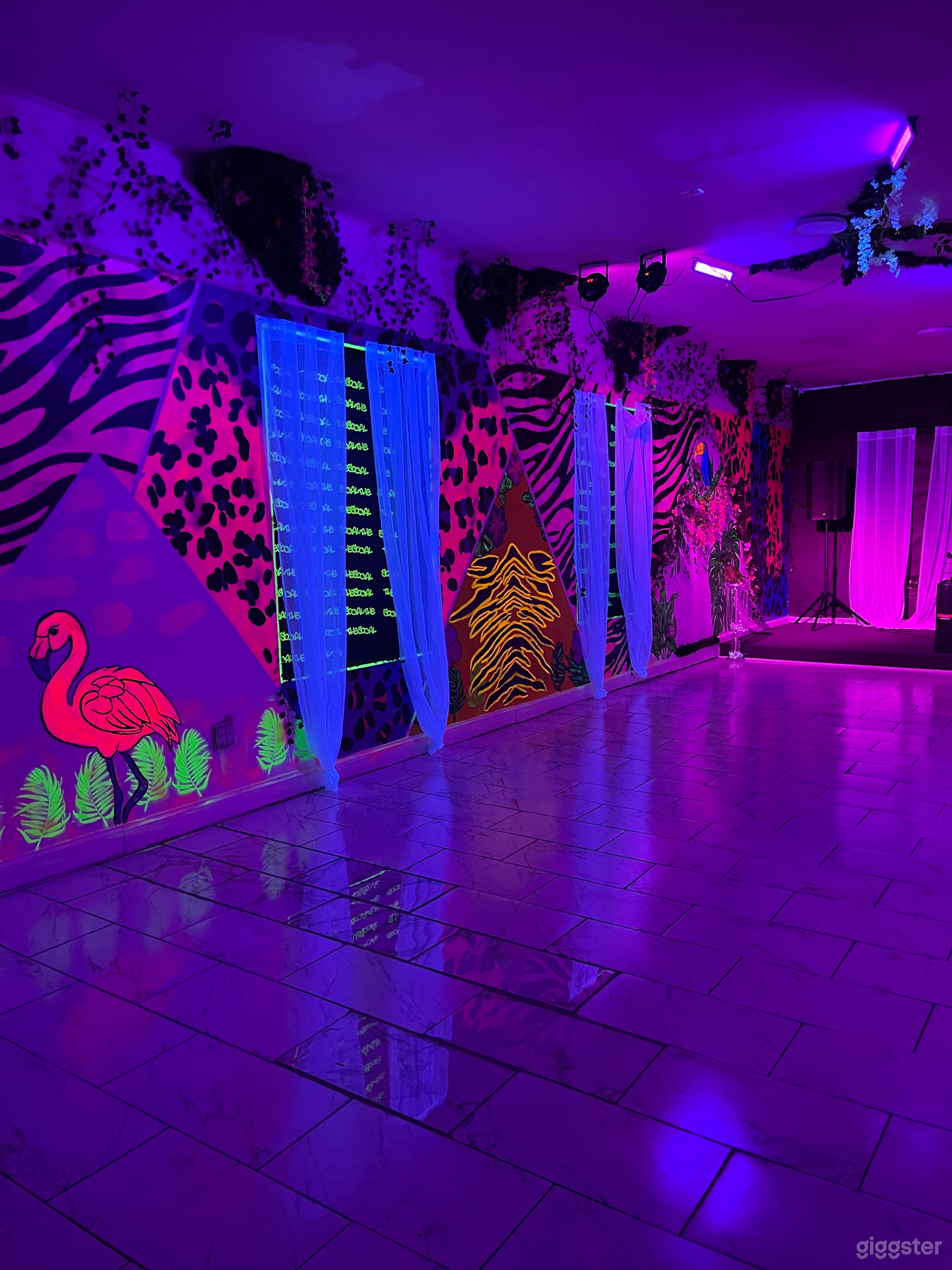 Electric Speakeasy Party Lounge with Neon Jungle Vibes Photo 3