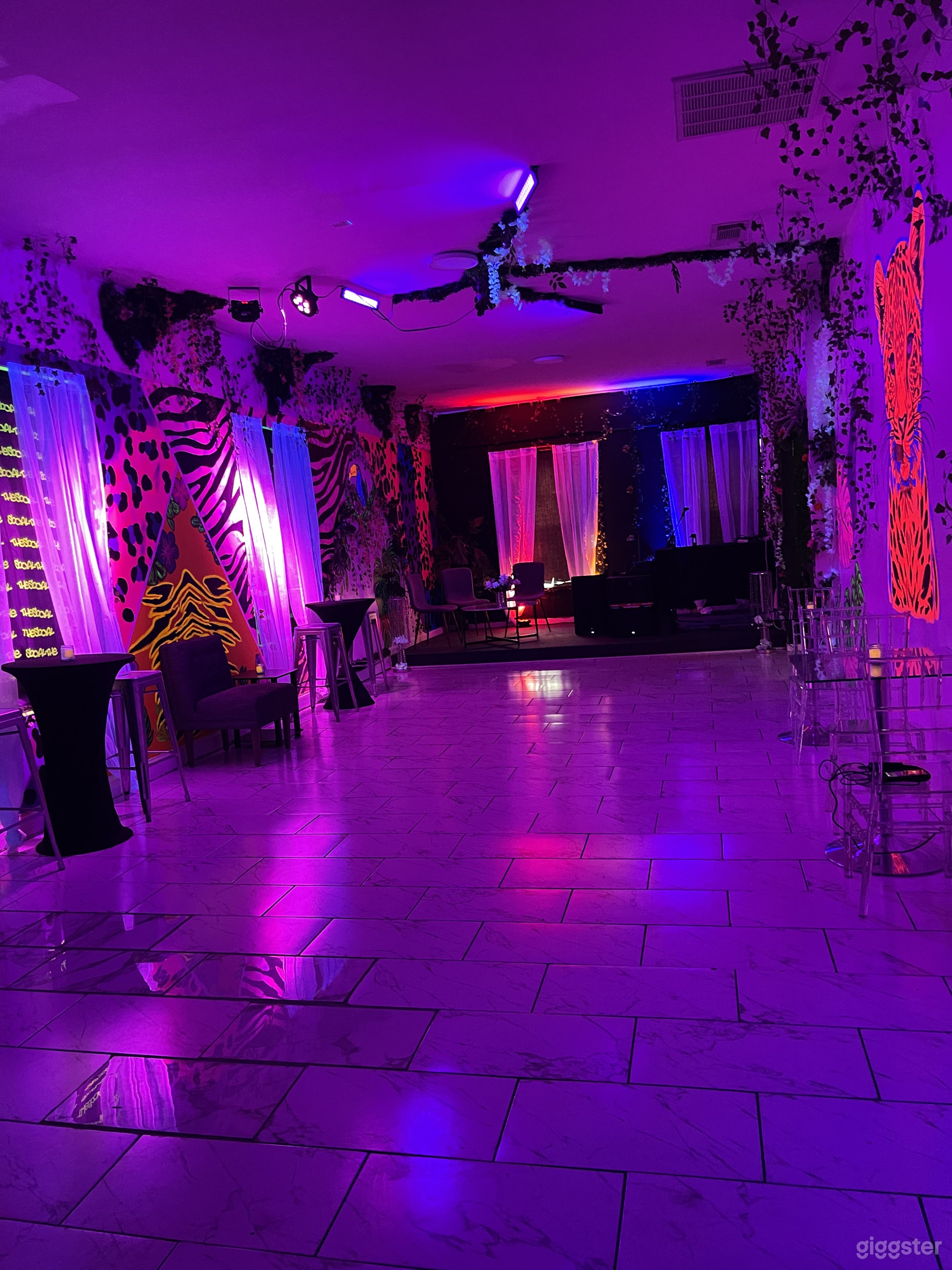 Electric Speakeasy Party Lounge with Neon Jungle Vibes Photo 1