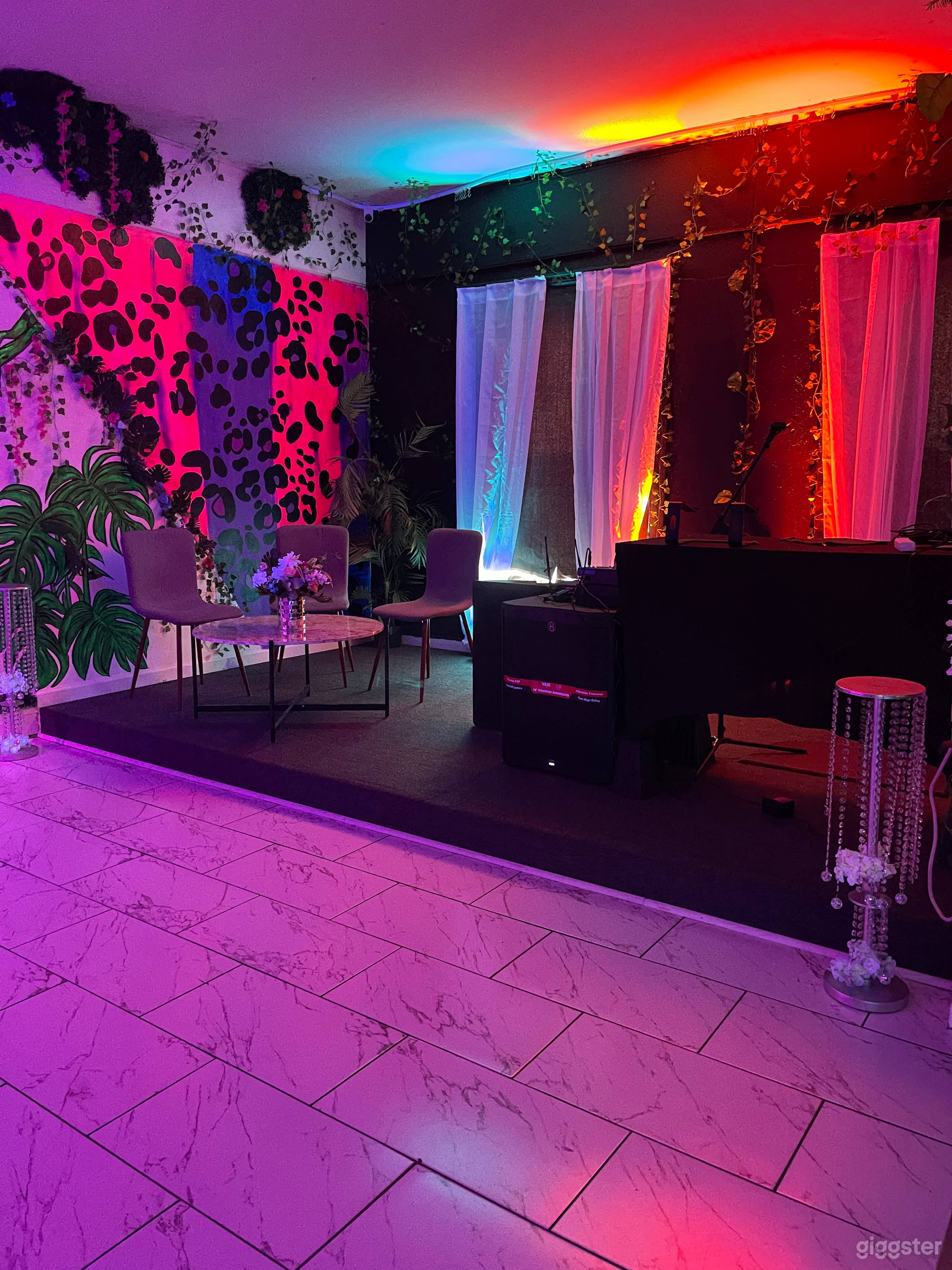 Electric Speakeasy Party Lounge with Neon Jungle Vibes Photo 4