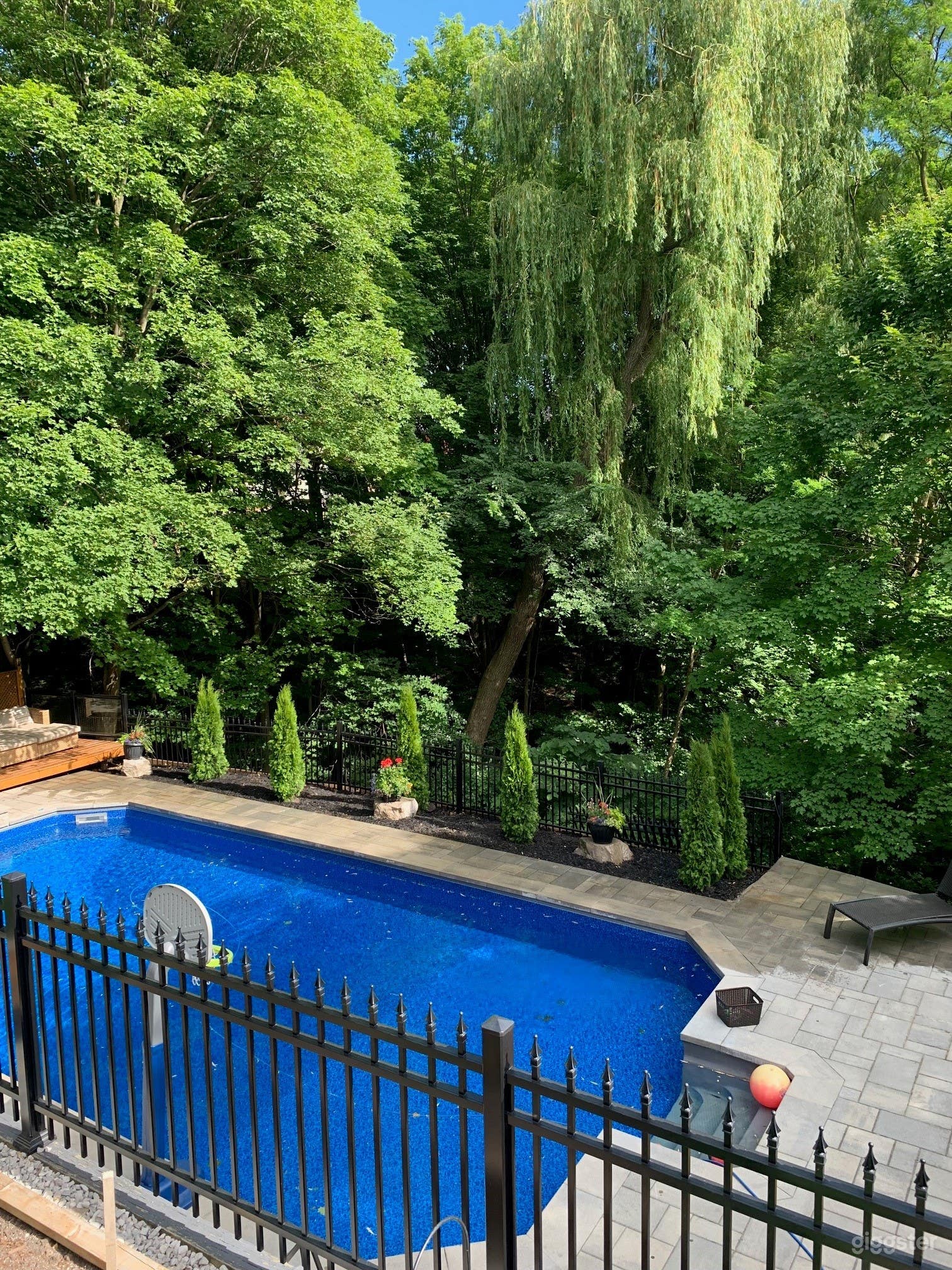 Pool area facing south