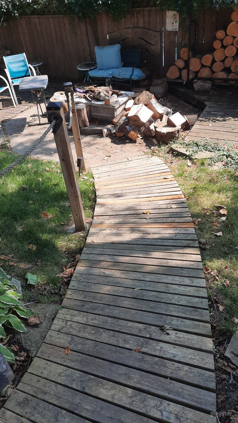  One of four winding walkways 