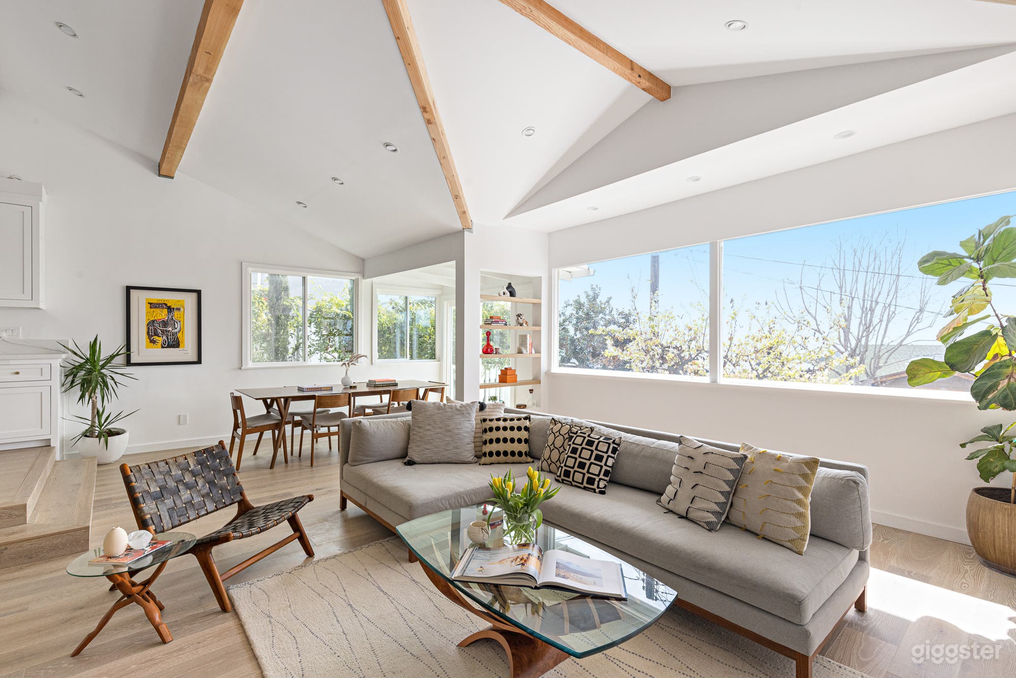 Step down den with ocean views