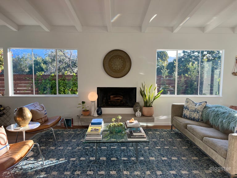  Living room fireplace and windows 