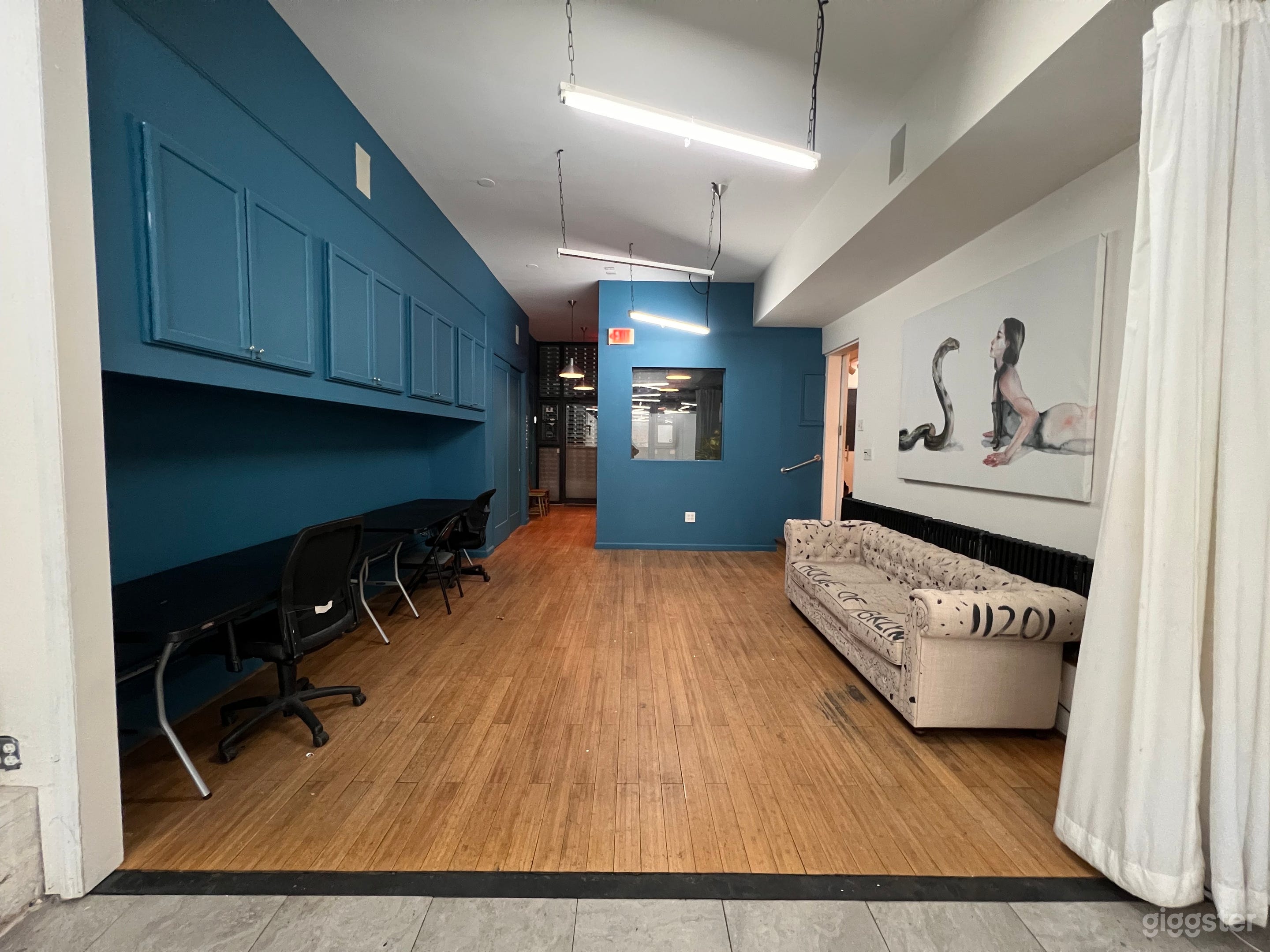 Green room & entrance view from main studio