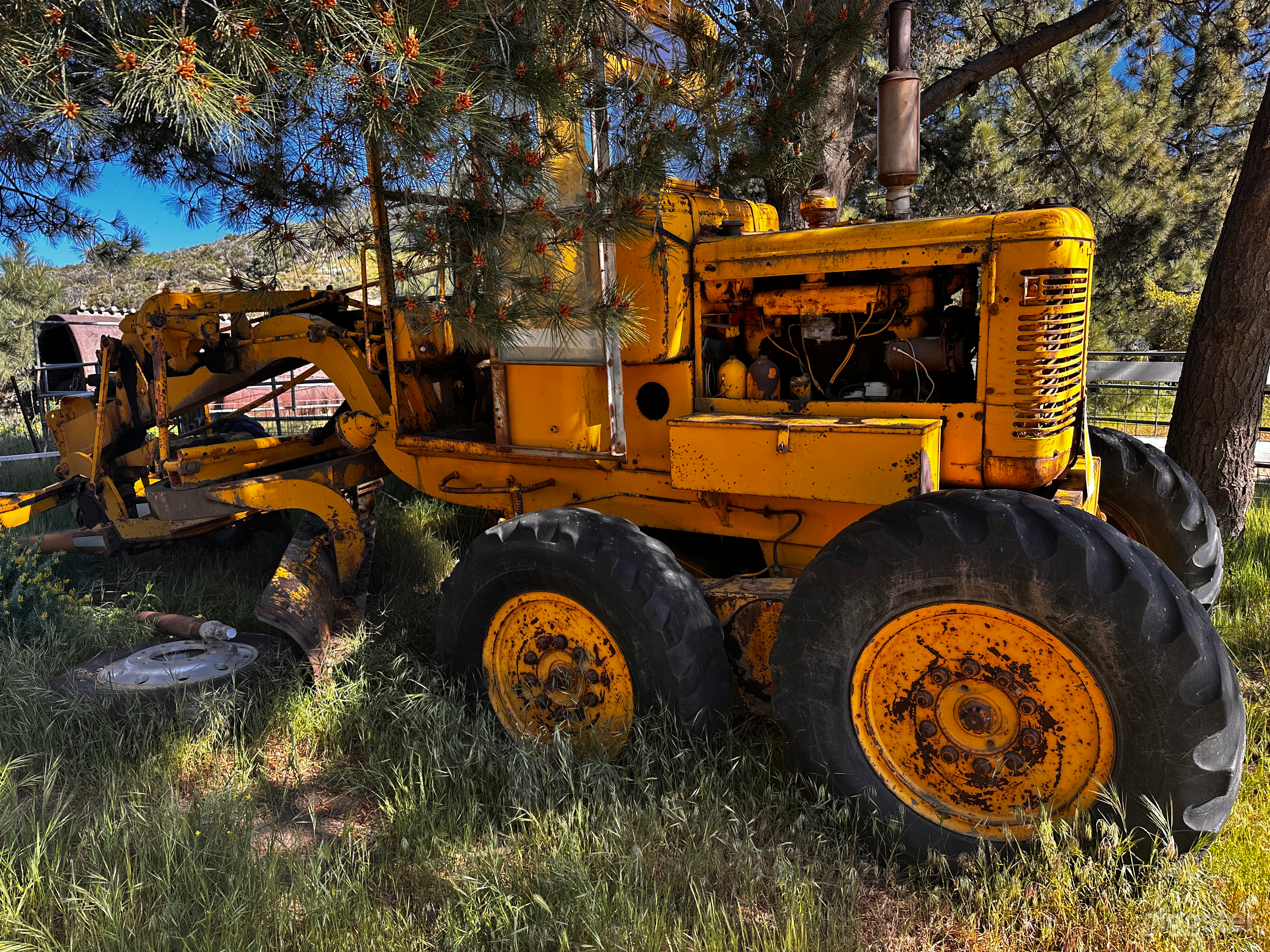 Big Yellow Grader Tractor – Rusted Ranch Relic Photo 1