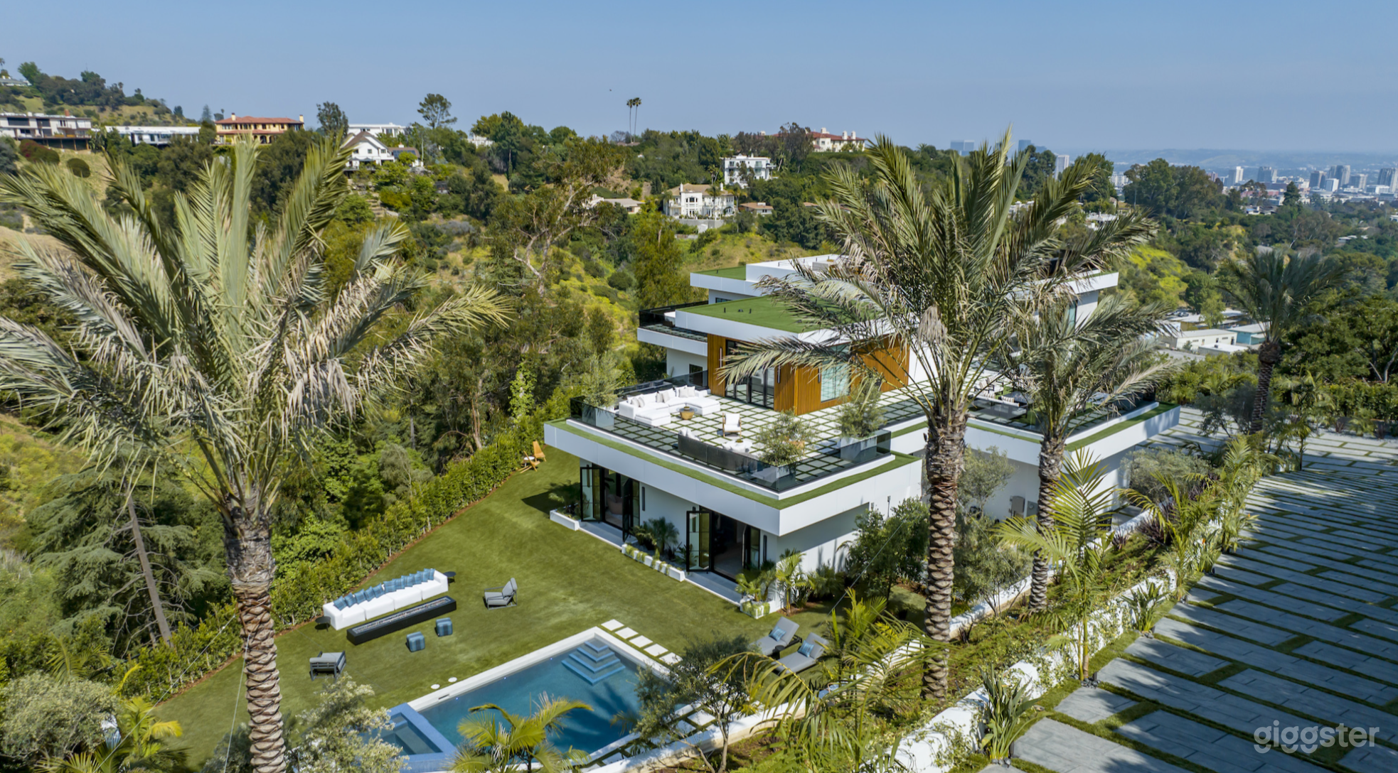 Private Bel Air Estate with Palm-Lined Driveway | Rooftop Vi Photo 2
