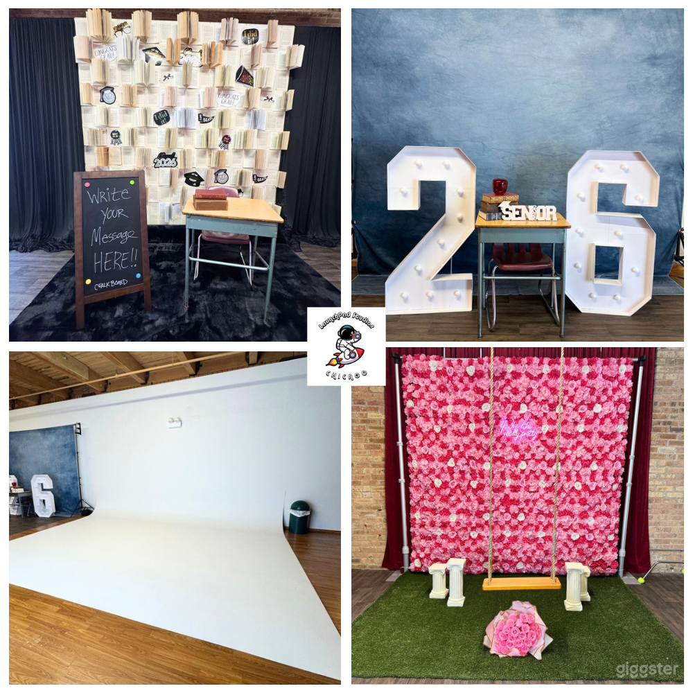 Chicago Graduation Photo Studio w/ 16ft Cyc Wall + LED wall Photo 1