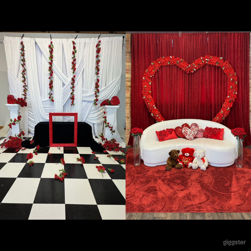 Valentine’s Day Photo Studio w/ Two Romantic Sets & LED Wall Photo 1