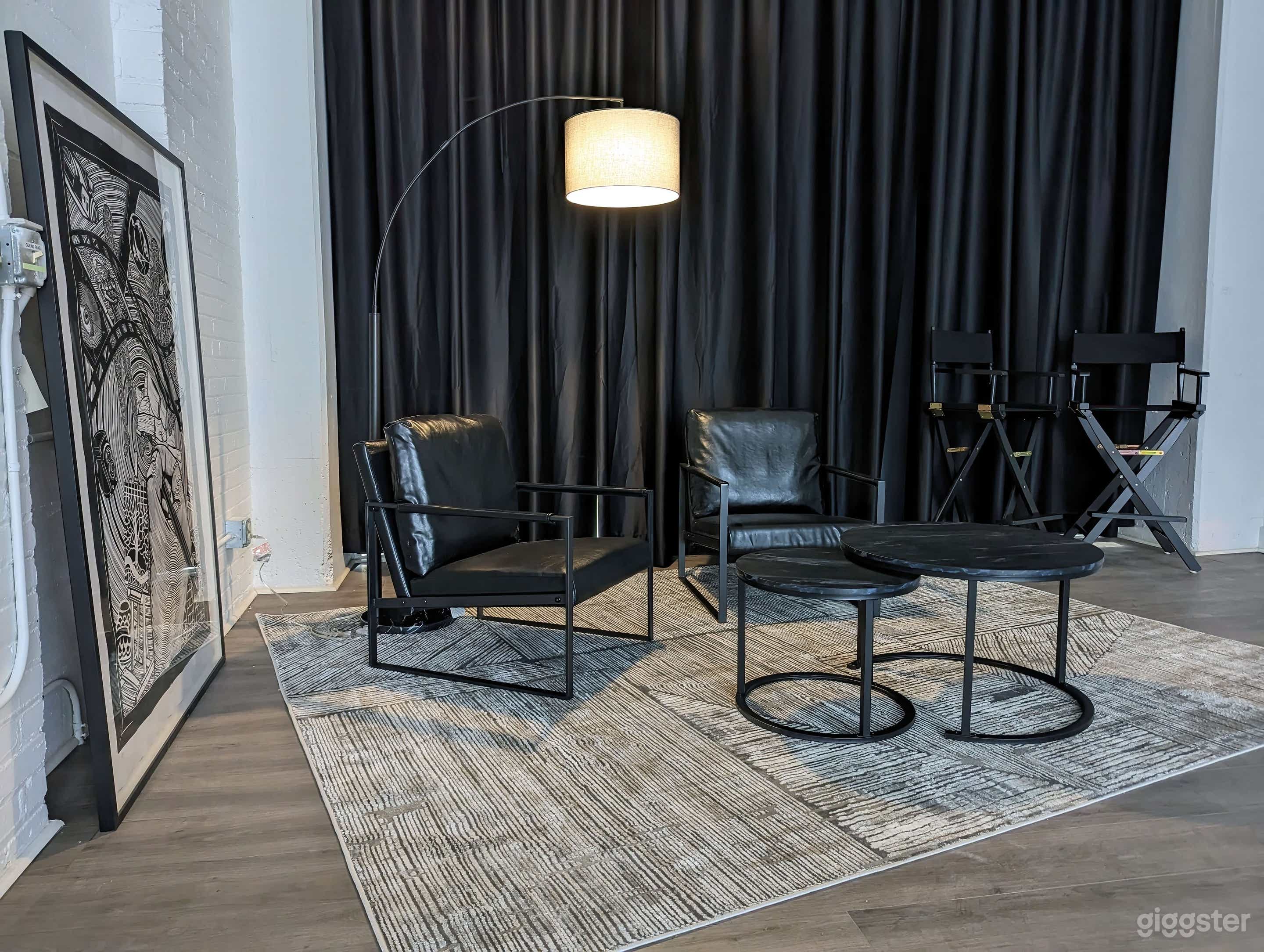 Client seating area in studio.