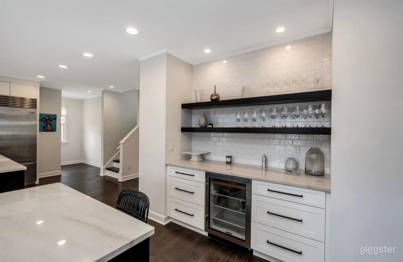 Built in bar - different decorations on the shelves currently.