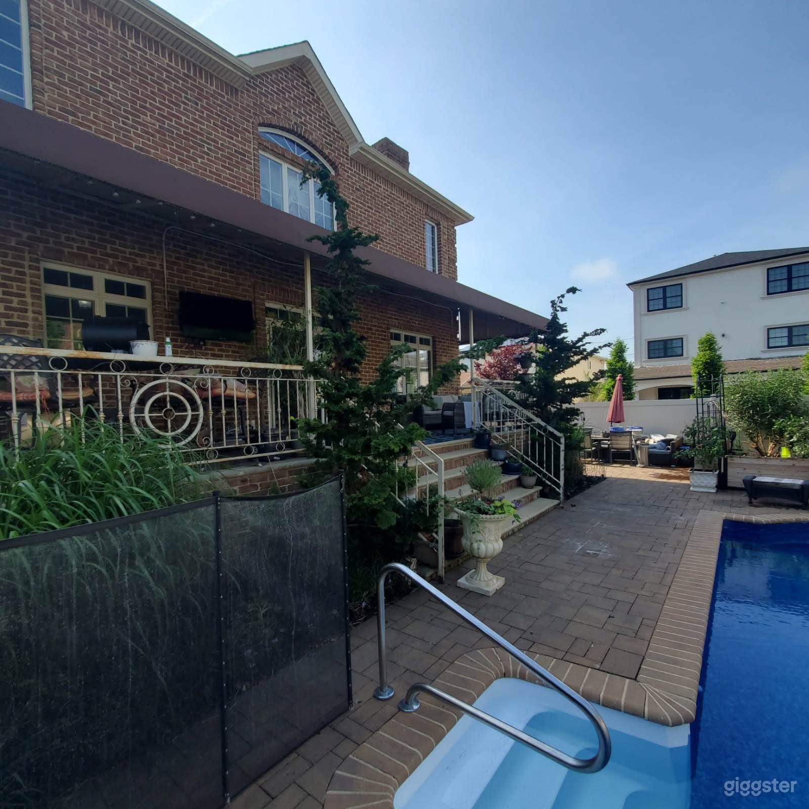 Rear patio facing east