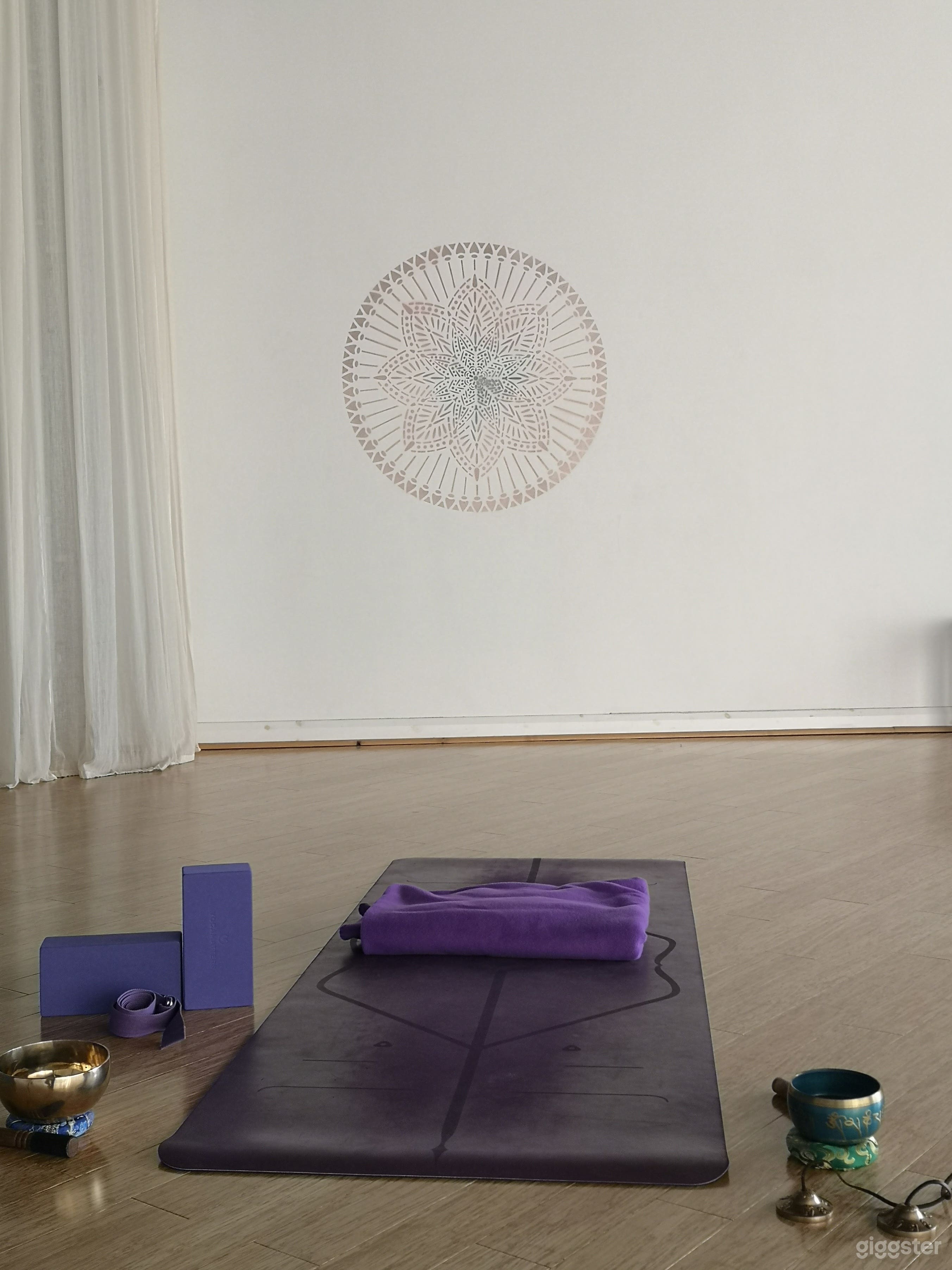 Mandala stencil on white wall