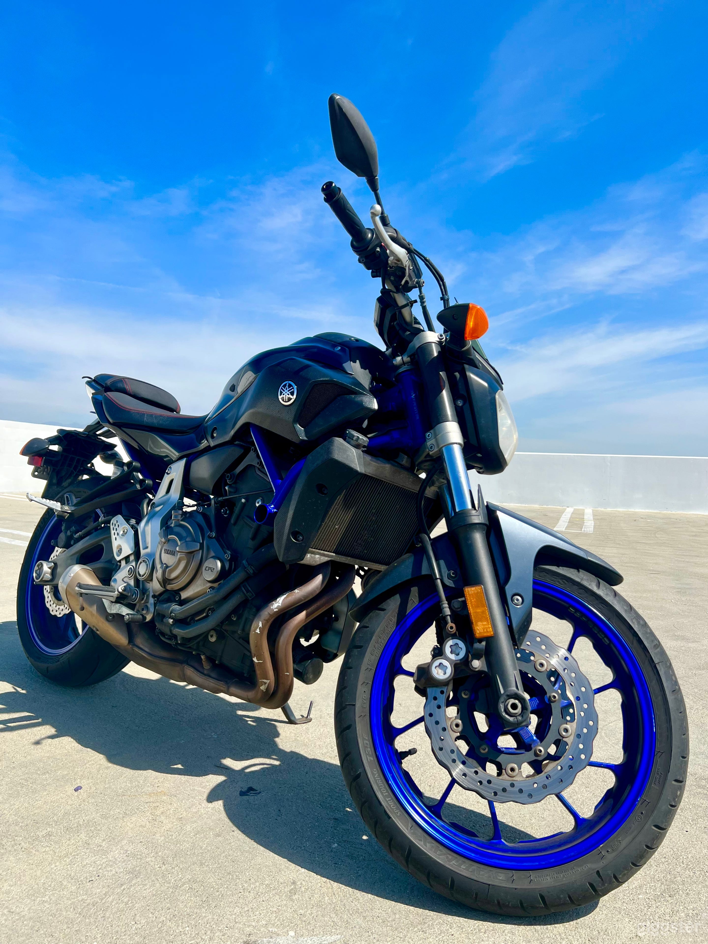 Cinematic Sport Motorcycle | Black & Blue Photo 1