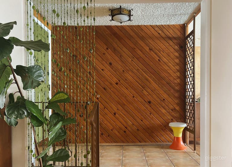  Wood paneled wall at the entrance 