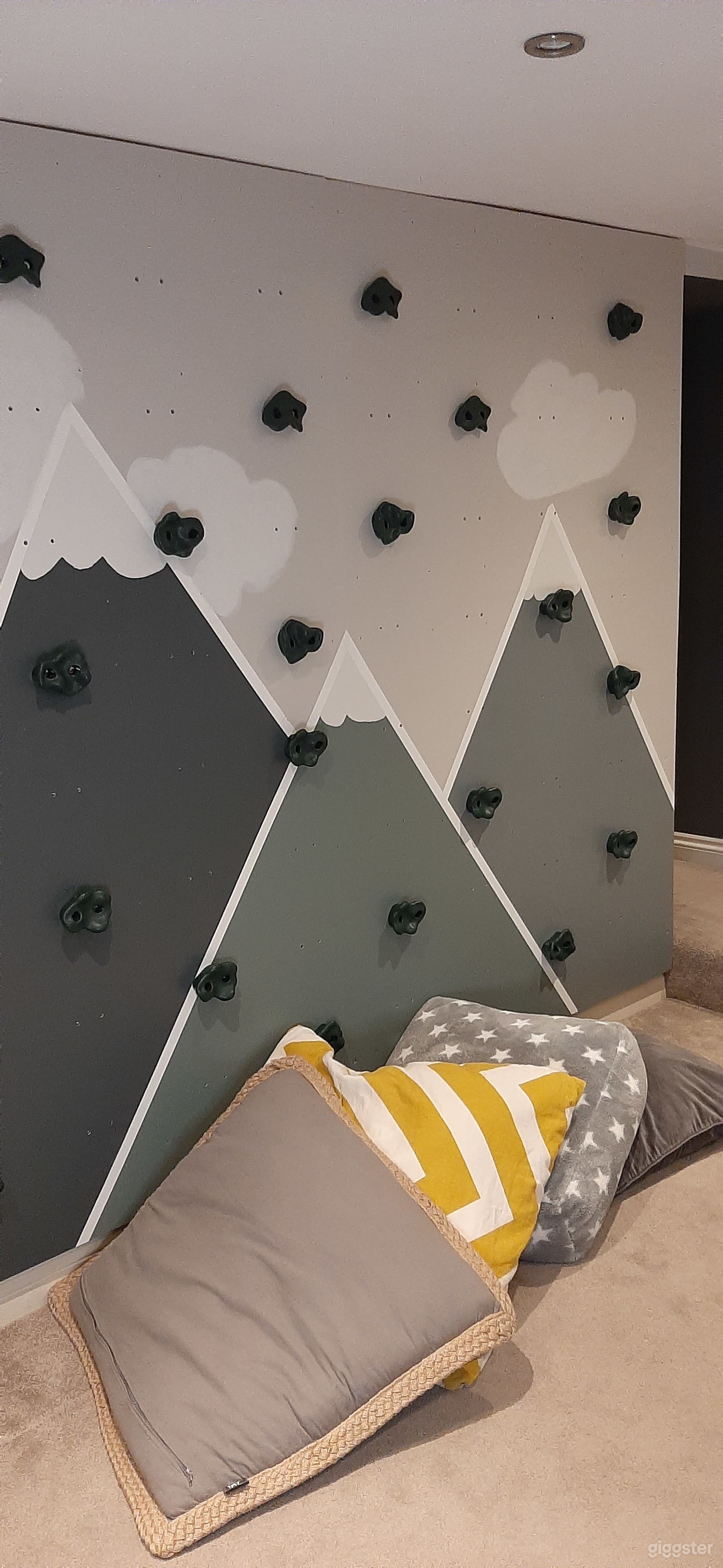 Kids climbing wall in playroom