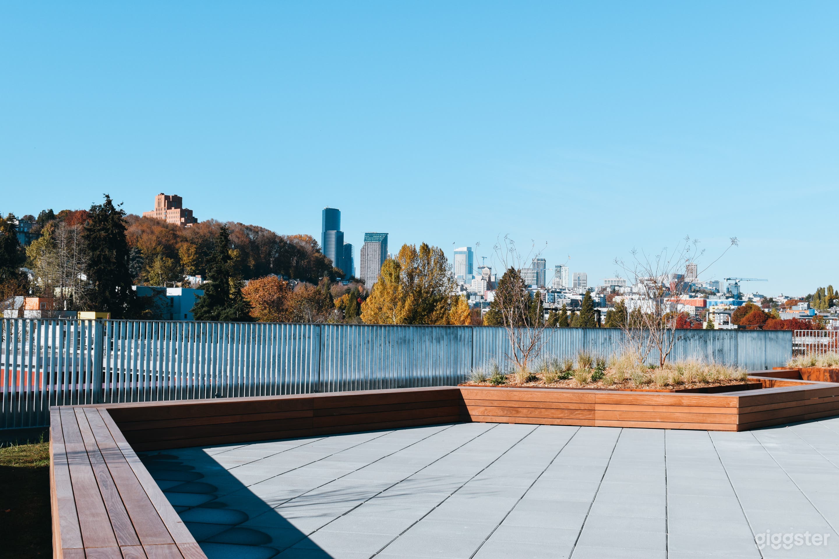 Spacious patio space with views of downtown available days, nights and weekends