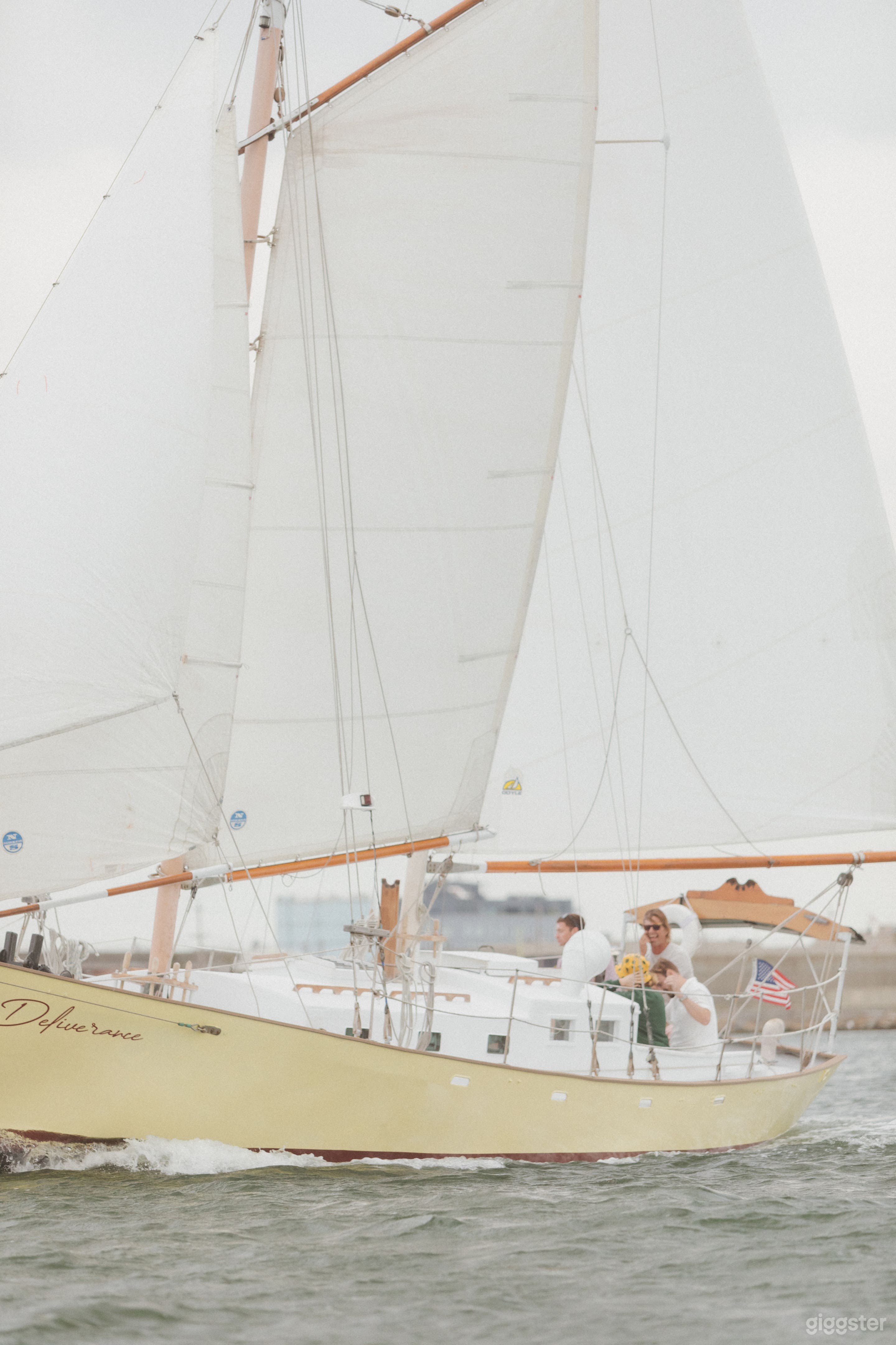 Traditional pilot schooner under sail on Jamaica Bay NYC. 